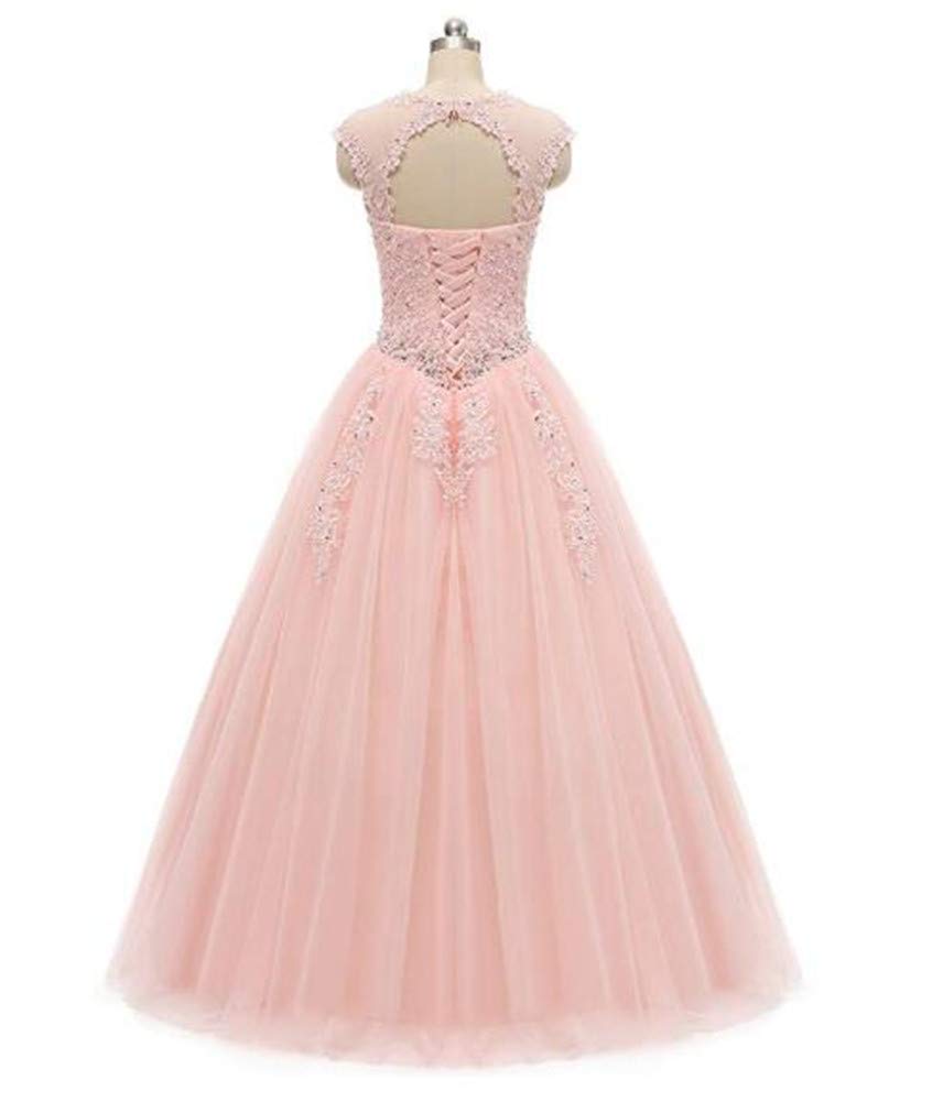 Elegant Pink Lace Applique Sequined Evening Gown for Women - Perfect for Weddings, Proms & Formal Parties