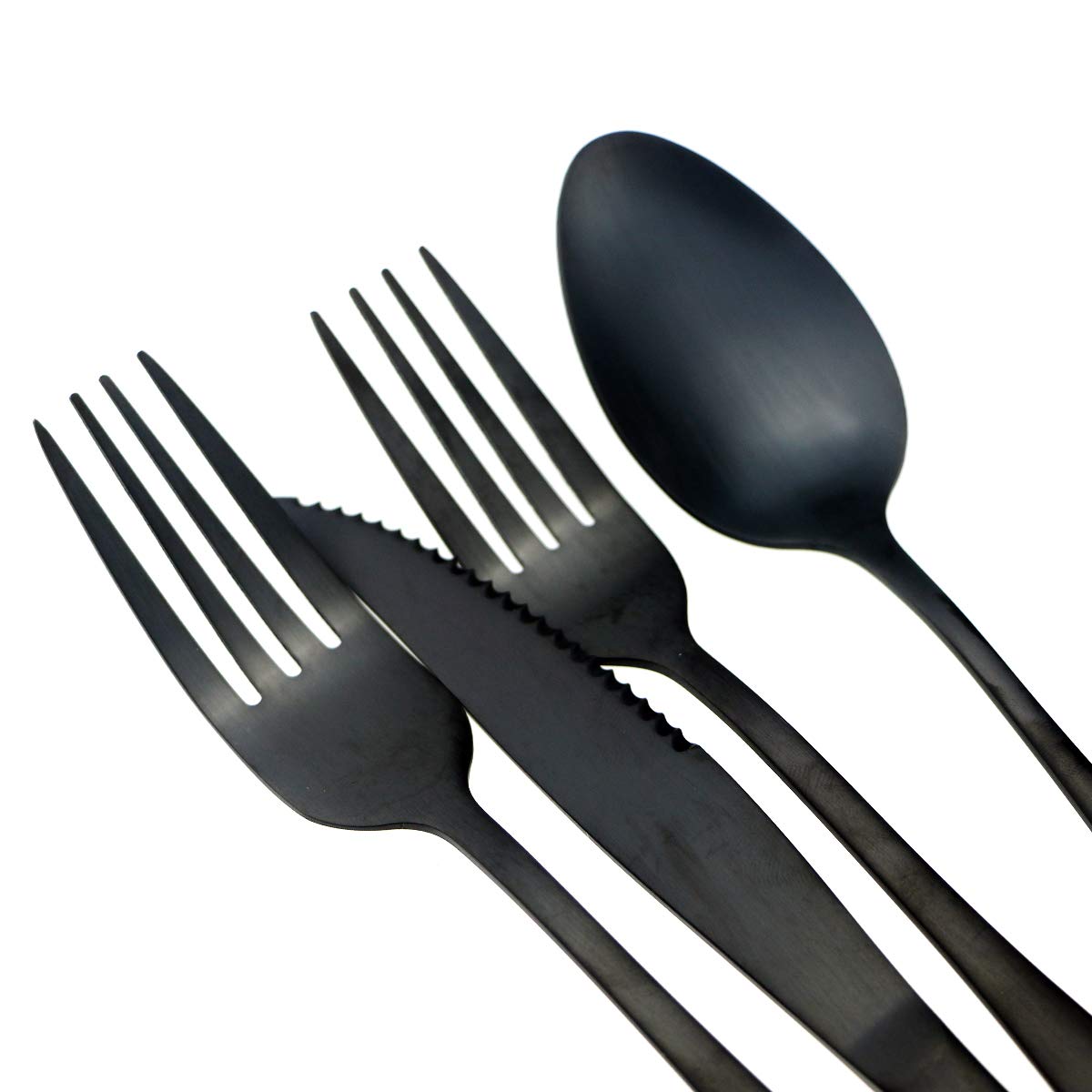 Eco-Friendly Black Reusable Utensil Set with Travel Case - Stainless Steel Camping Cutlery Kit (Knife, Fork, Spoon, Straw, Chopsticks) - Matte Finish Flatware for Hiking, Office Lunch, School & Outdoor Dining