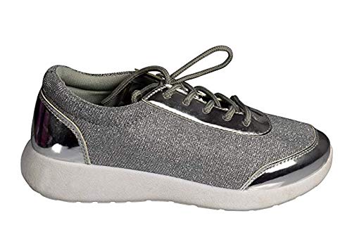 Sparkling Glitter Lace-Up Platform Sneakers for Women - Comfortable Elastic Casual Shoes for Party, Dance & Everyday Wear
