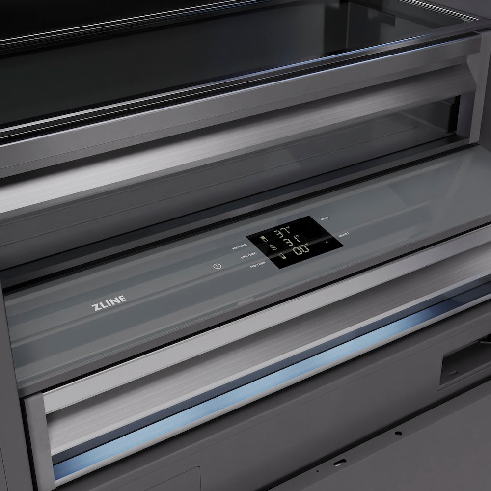 ZLINE Autograph Edition 36 Inch Built-In Bottom Freezer Refrigerator - 19.8 cu. ft. Capacity, Panel Ready, Water Dispenser & Ice Maker, Graphite Gray Interior with Matte Black Accents (GRBITZ 36 MB) - Perfect for Modern Kitchens, Open Concept Homes & Luxury Appliances