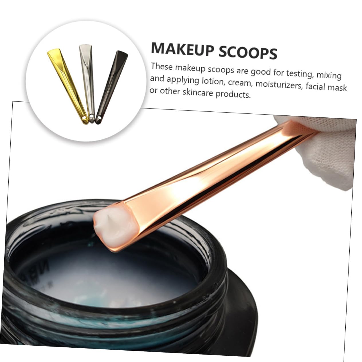Baluue 3-Piece Zinc Alloy Makeup Spatula Set - Facial Cream Mixing Tool, Cosmetic Scoop & Eye Cream Spoon for Skincare Routine (Random Colors) | Perfect for DIY Beauty, Travel & Salon Use