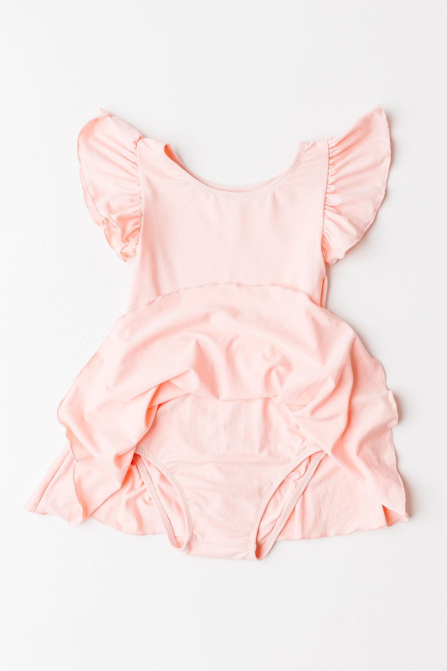 Peach Short Sleeve Twirl Leotard for Girls - Ballet Dance Gymnastics Performance Costume - Perfect for Recitals, Competitions & Practice