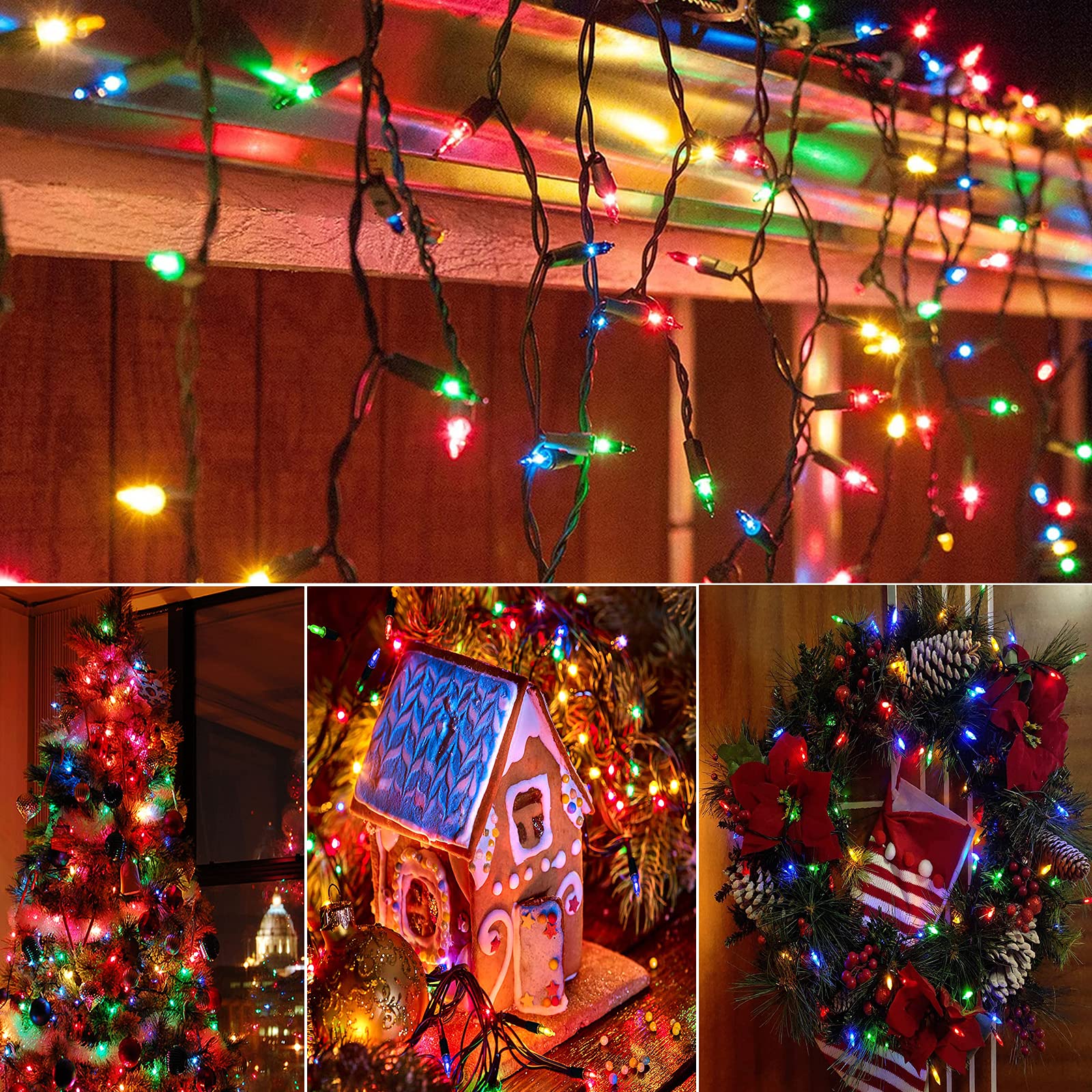100 LED Battery Operated Christmas Lights - 33ft Mini String Lights with 8 Lighting Modes & Auto Timer, Waterproof Indoor/Outdoor Decor for Xmas Tree, Holiday Wreath, Garden, Patio & Party Decoration | Perfect for Home, Yard & Festive Celebrations