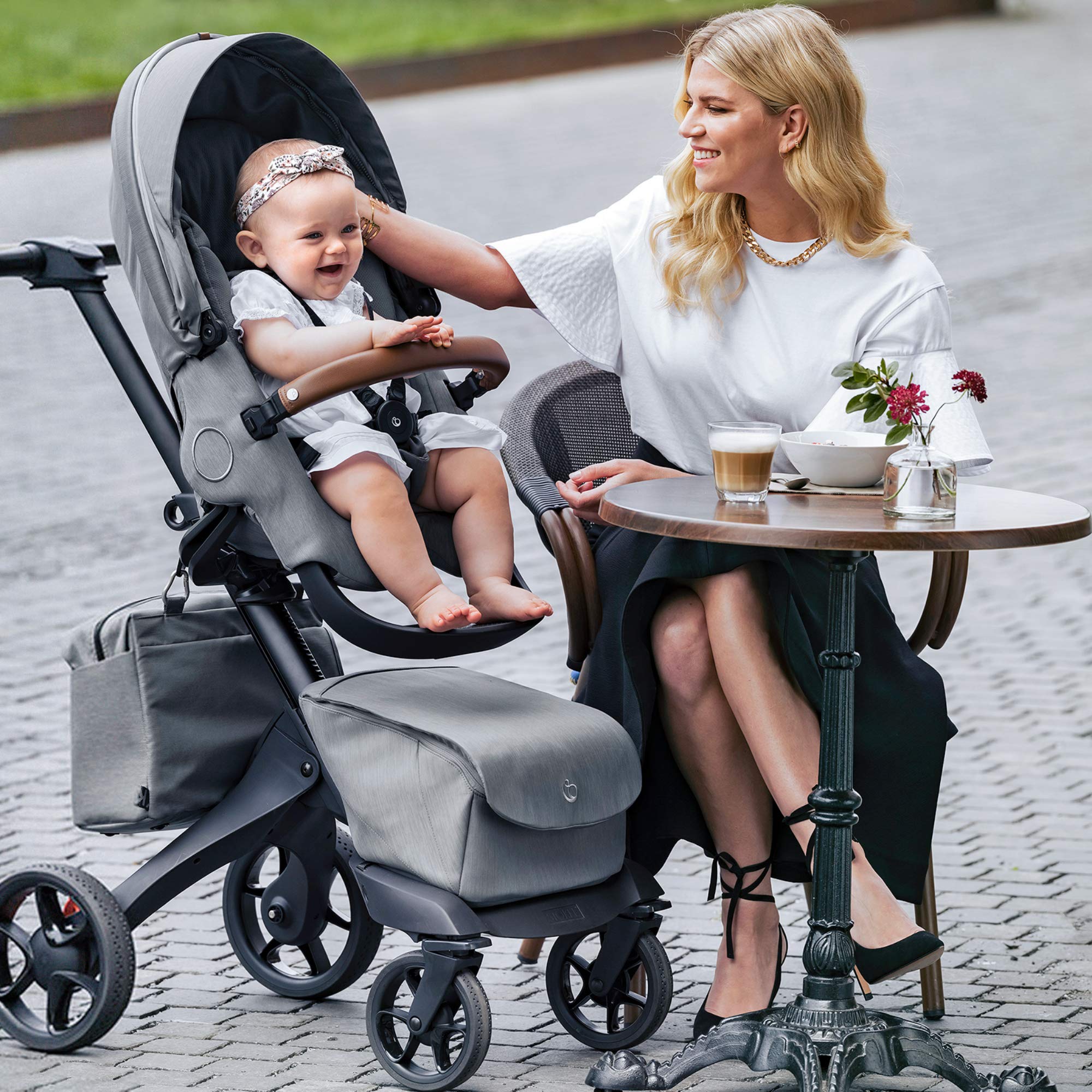 Stokke Xplory X Baby Changing Bag - Royal Blue Diaper Bag with UPF 50+, Water Repellent & Easy to Clean - Convertible Shoulder Bag or Backpack with Foldable Changing Mat - Perfect for Travel, Shopping & Outdoor Activities with Baby