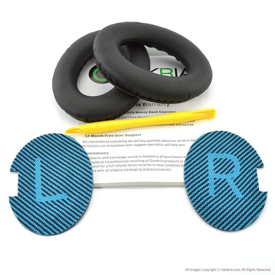 Geekria QuickFit Replacement Ear Pads for Bose QuietComfort 25 & QC25 Headphones - Premium SoundLink Around-Ear Cushions, Comfortable Earpads & Ear Cups Cover Repair Parts (Black) - Perfect for Travel, Office & Noise Isolation
