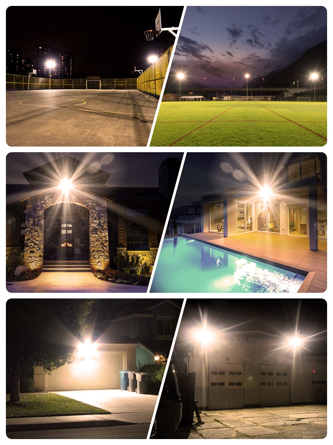 Viugreum 100W LED Flood Lights Outdoor, 8000LM Super Bright Waterproof Work Light, 3000K Warm White Security Lighting for Garage, Yard, Garden, Stadium - IP65 Rated, Energy Efficient (5 Pack) - Perfect for Nighttime Safety, Landscape Illumination & Event Lighting