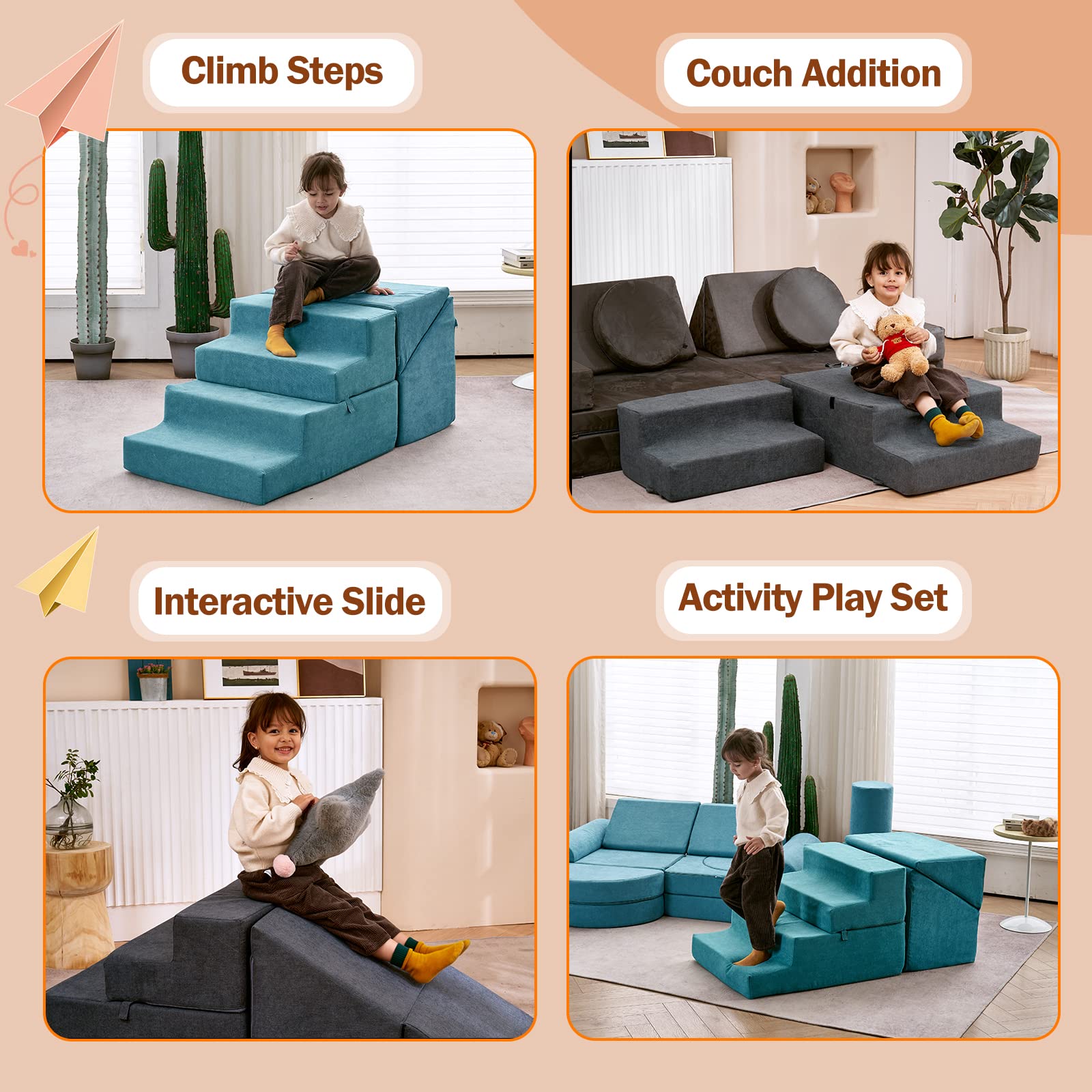 Jela Toddler Climbing Toys Indoor Playset - Safe Soft Foam Climbing Blocks with Slide & Stairs for Kids 1-3 Years | Climb, Crawl & Play | Perfect for Living Room, Nursery & Daycare Fun