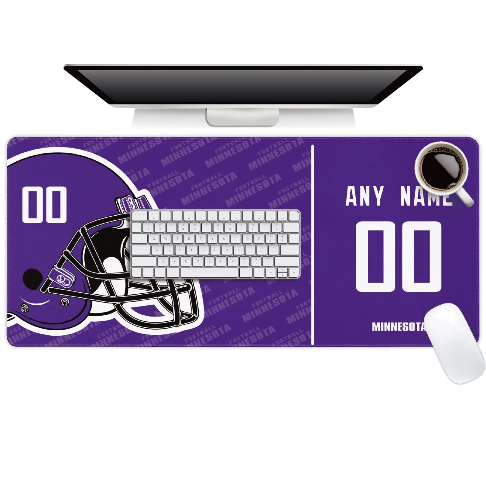 Custom Minnesota Mouse Pad with Personalized Name & Number - Non-Slip Desk Mat for Office, Gaming & Home Use - Perfect Gift for Men, Women & Youth
