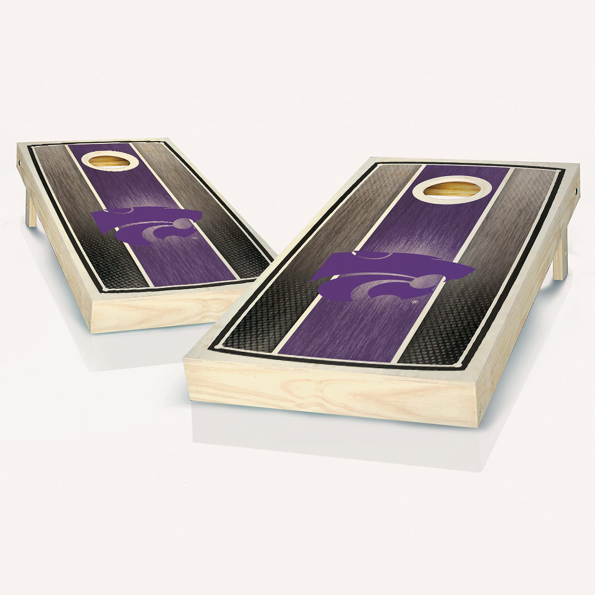 Kansas State Wildcats Themed Stained Striped Cornhole Board Set - Official Team Logo Design - Regulation Size Outdoor Cornhole Game Set for Tailgating, Backyard Parties & College Game Day Events