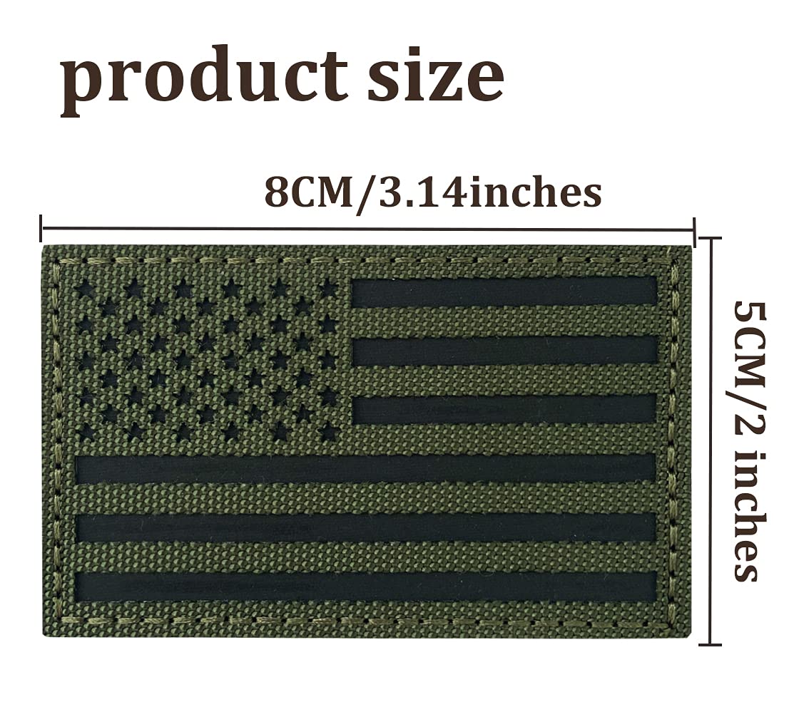 USA Flag Patch - Reflective & Infrared IR Embroidered Emblem with Hook Loop Fastener - 2
