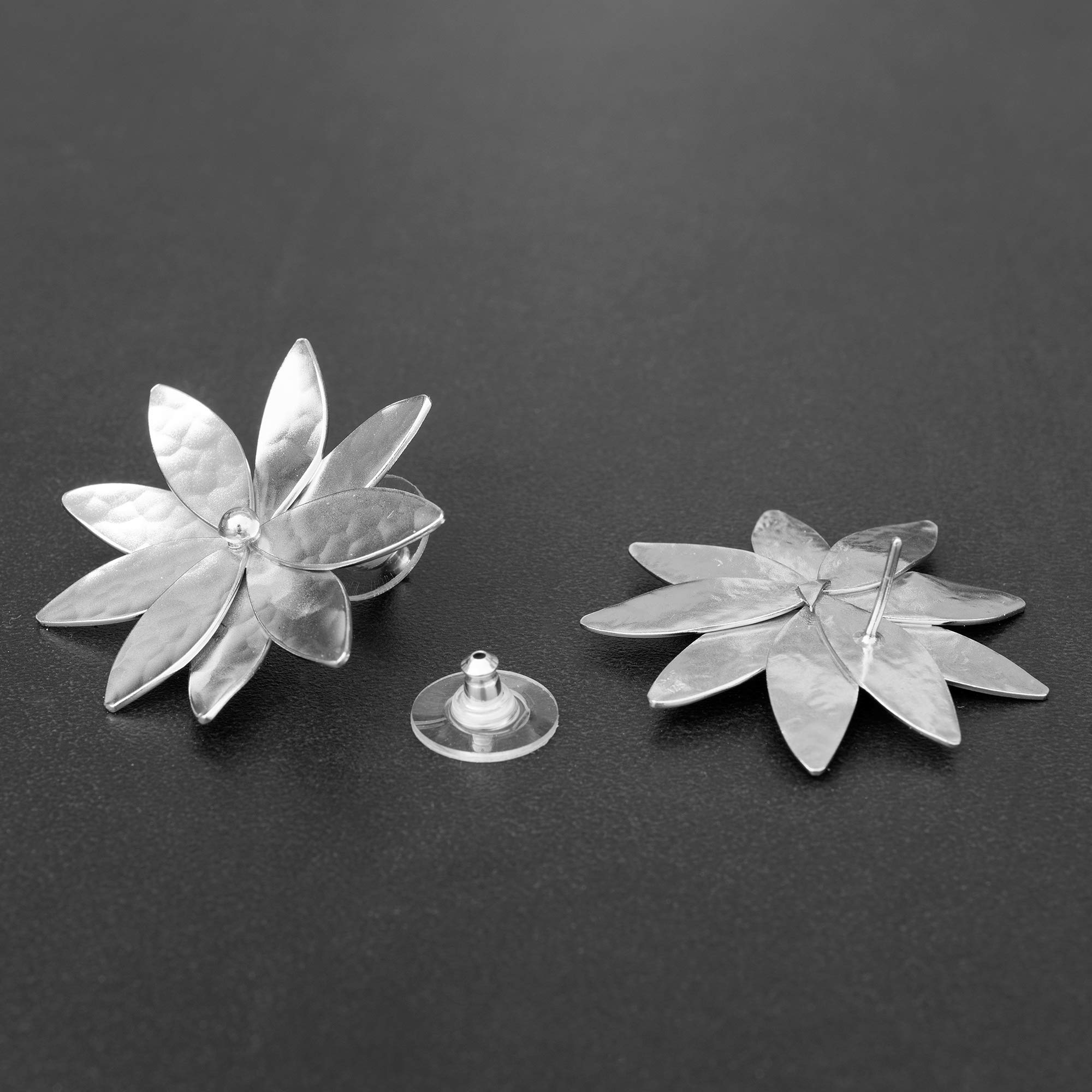 Handmade Sterling Silver Bohemian Stud Earrings with Gold Flower Design - Elegant Statement Jewelry for Women, Brides, Anniversary Gifts | Perfect for Weddings, Date Nights & Special Occasions