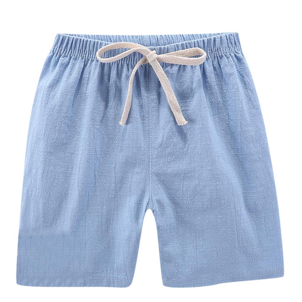 Fanteecy Baby Boys & Girls Linen Shorts - Cute Toddler Elastic Jogger Shorts for Summer | Soft Breathable Casual Outfit for Playtime, Beach & Outdoor Activities