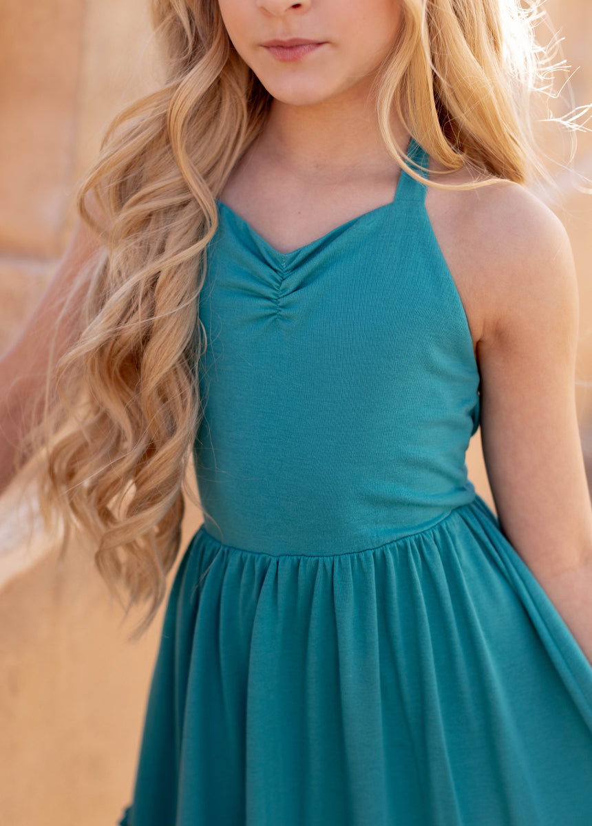 Jenny Dress in Bright Teal - Women's Flowy Summer Dress for Beach, Vacation & Date Night | Lightweight & Comfortable