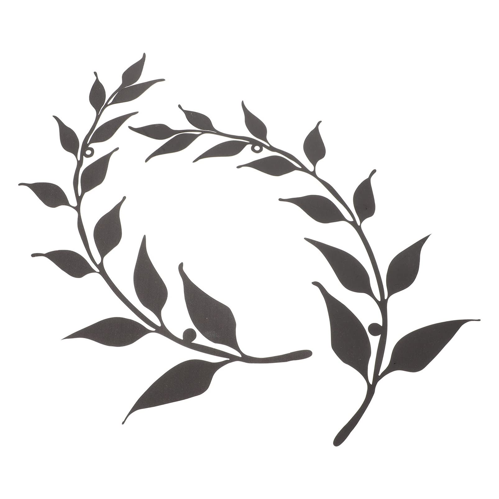 2pcs Black Metal Leaf Wall Art - Olive Branch Decor for Bedroom & Living Room