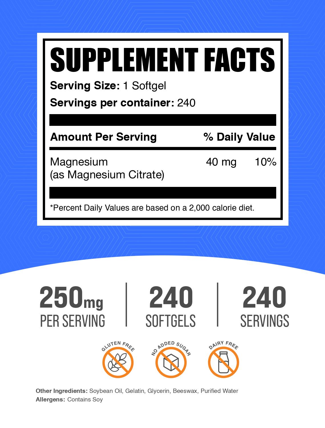 Premium Magnesium Citrate Softgels for Better Sleep, Muscle Recovery & Stress Relief – Vegan, Non-GMO, Easy-to-Swallow Capsules for Adults – Use Before Bed or Post-Workout