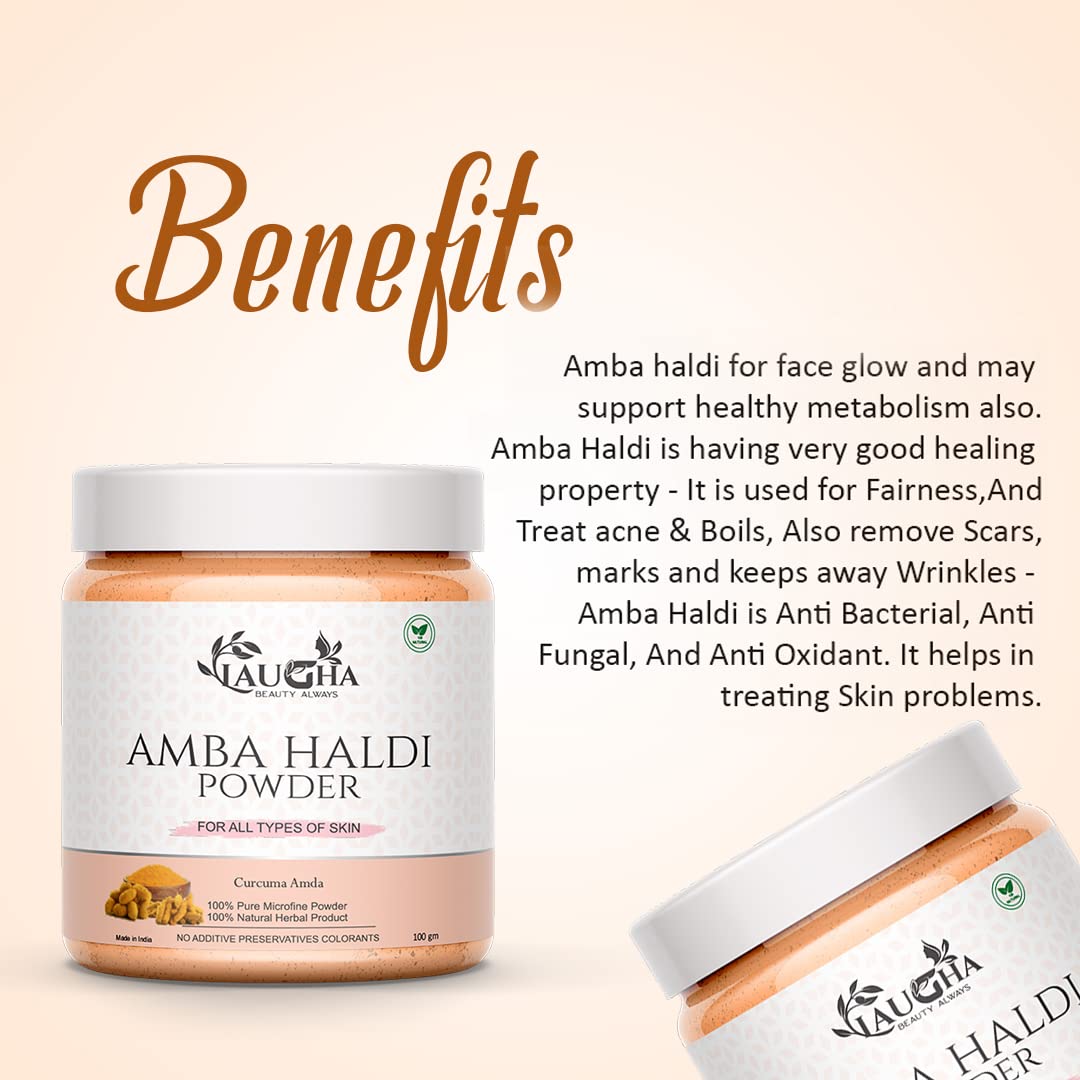 Pure & Natural Amba Haldi Powder for Skin Brightening, Acne Treatment & Scar Removal | Anti-Aging Face Mask | 100gm Jar | Perfect for Daily Skincare Routine & DIY Beauty Treatments