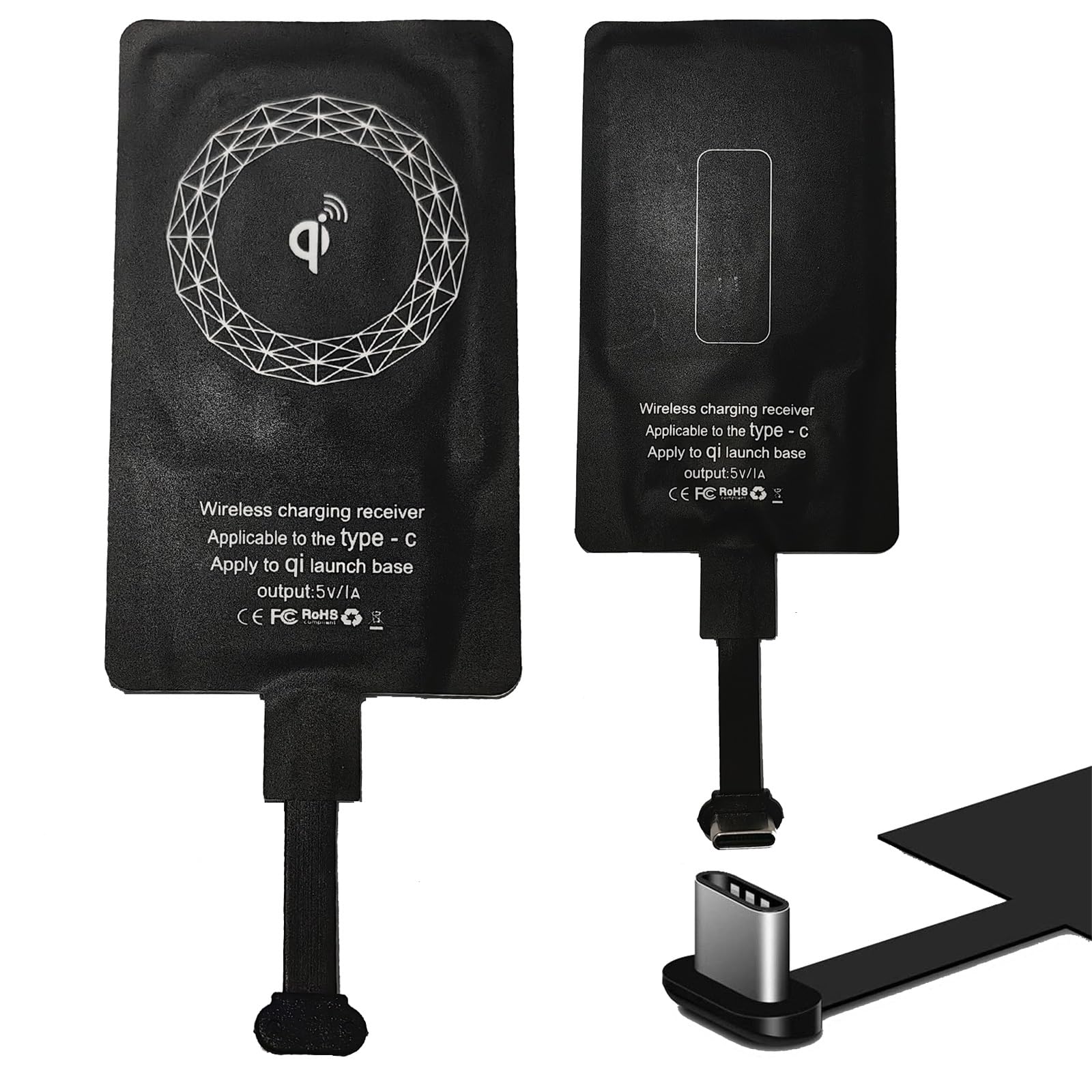 XYX Type C Qi Wireless Charger Receiver - Universal Wireless Charging Adapter for Samsung, Motorola, Google, Honor, Oppo, Nokia & All Android Devices | Fast Charging | Perfect for Home, Office & Travel Use