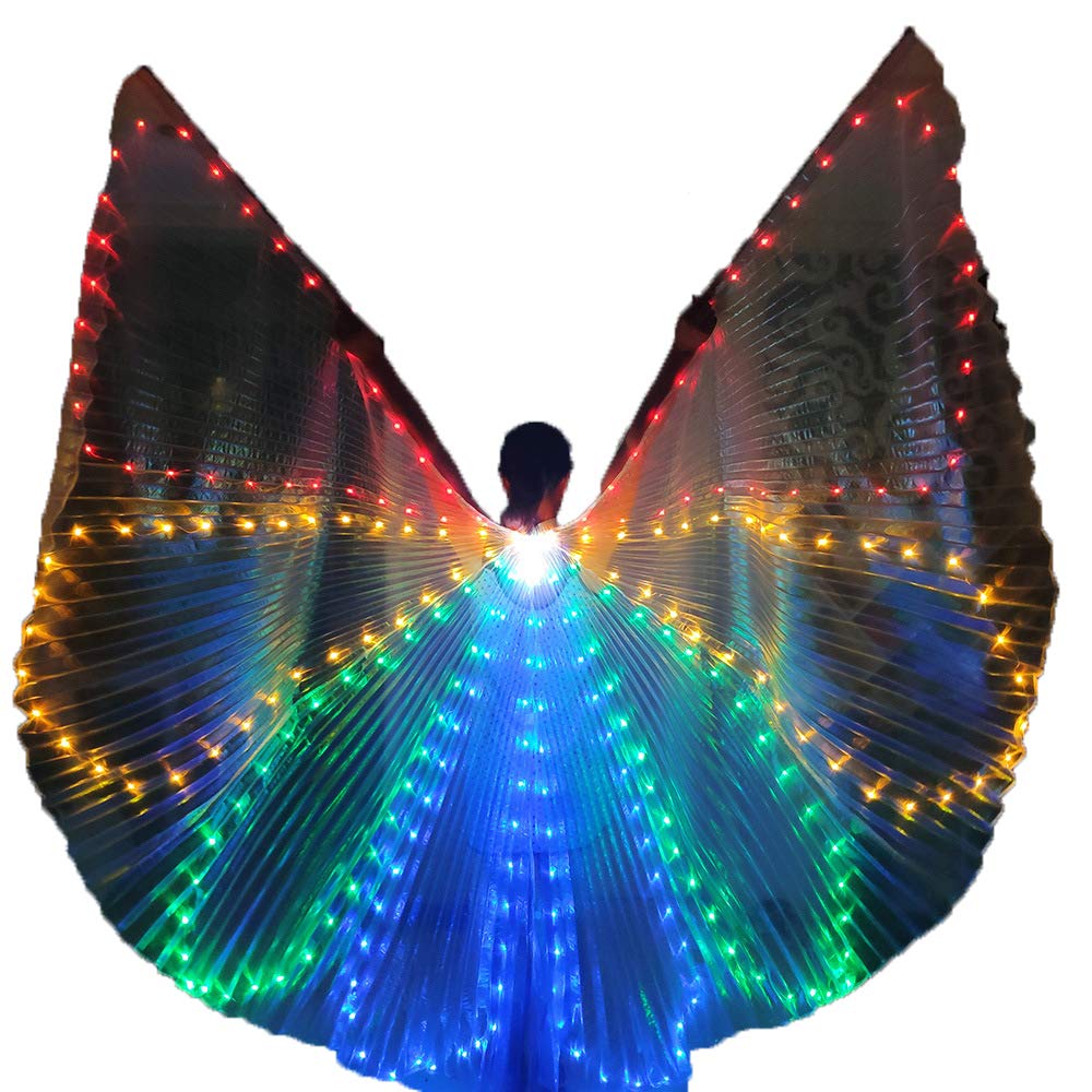 LED Belly Dance Isis Wings for Women - Glow in the Dark Christmas Costume Cape for Adults | Perfect for Halloween, Cosplay, and Stage Performances