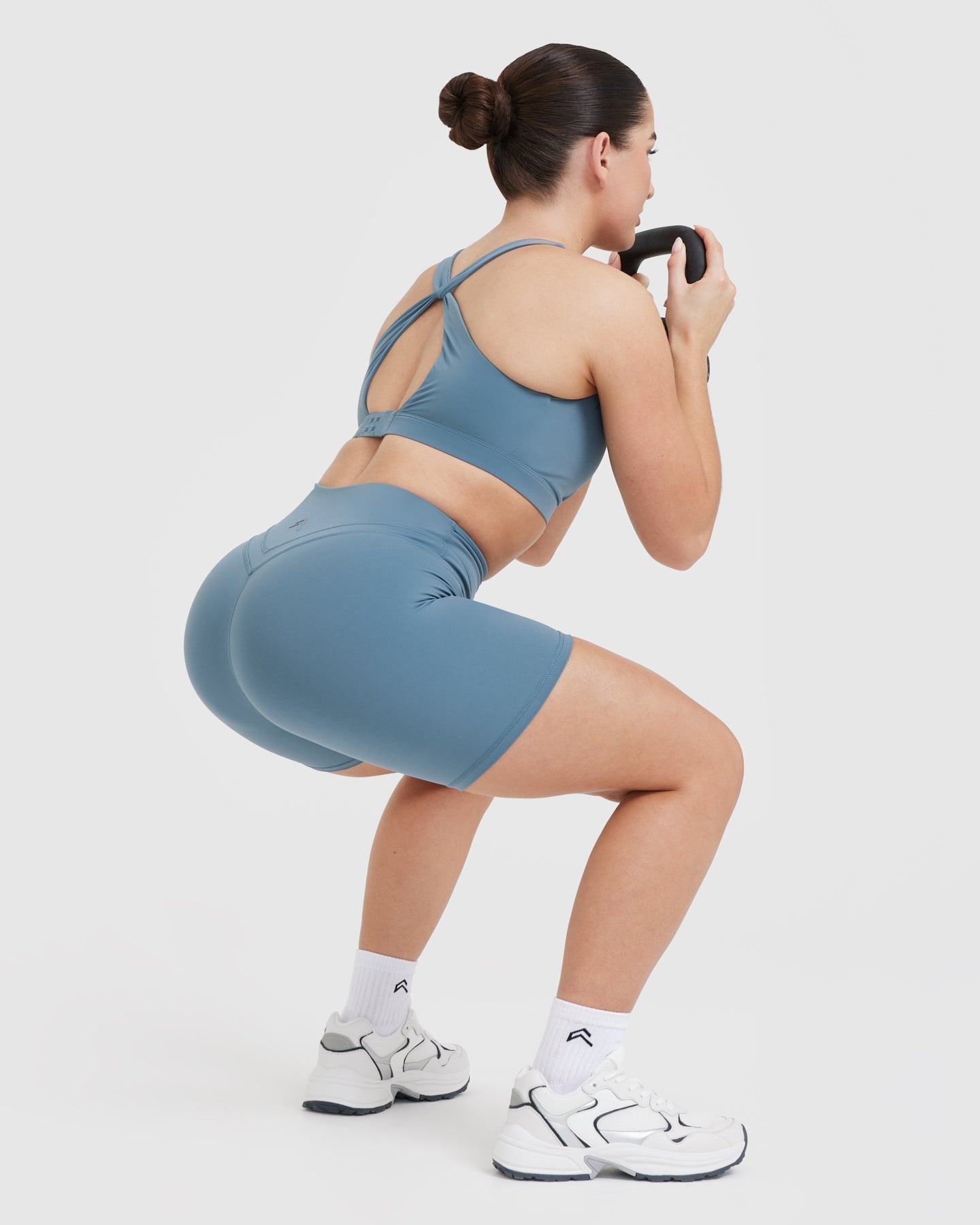 High Waisted Shorts for Women - Moonstone Blue | Comfortable & Stretchy Workout Shorts for Running, Yoga & Gym