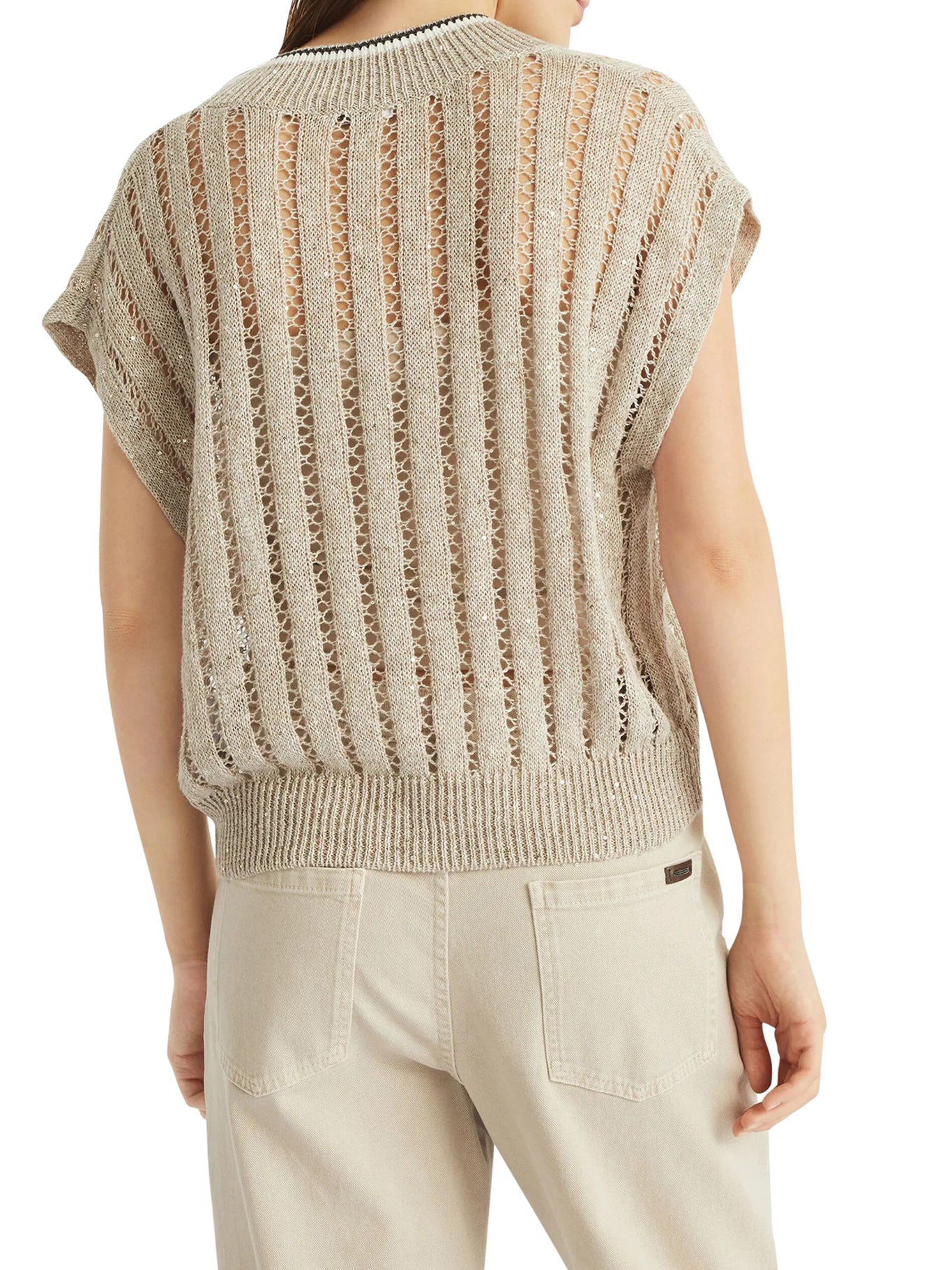 DAZZLING Women's Linen Blend Ribbed Net Vest Top - Breathable Summer Layering Piece for Beach, Party & Casual Outfits
