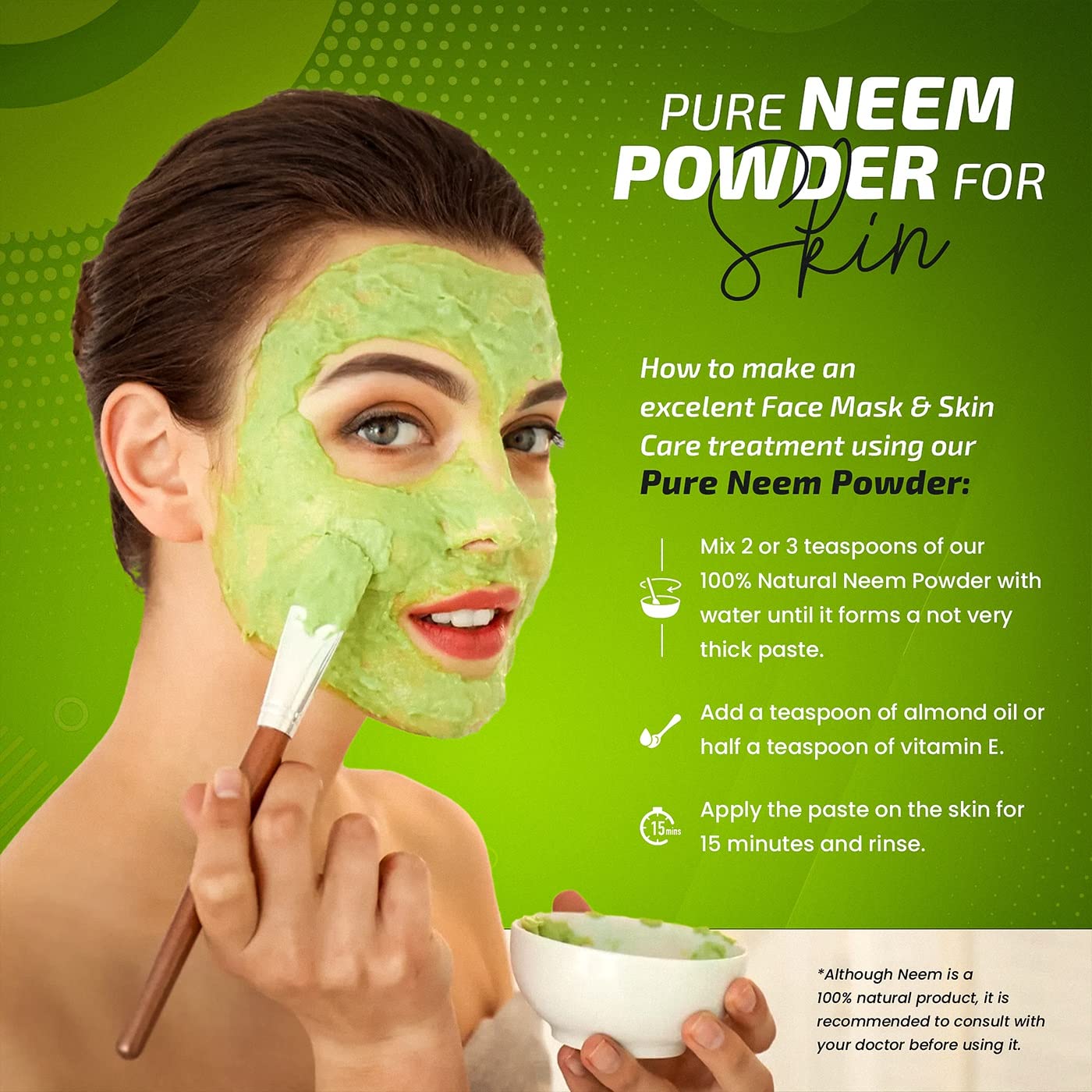 Organic Neem Powder (Azadirachta Indica) - 200g (7.05 oz) | 100% Pure for Hair Growth, Skin Care & Acne Treatment | Natural Ayurvedic Remedy for Scalp Health & Glowing Skin | DIY Face Masks & Hair Packs
