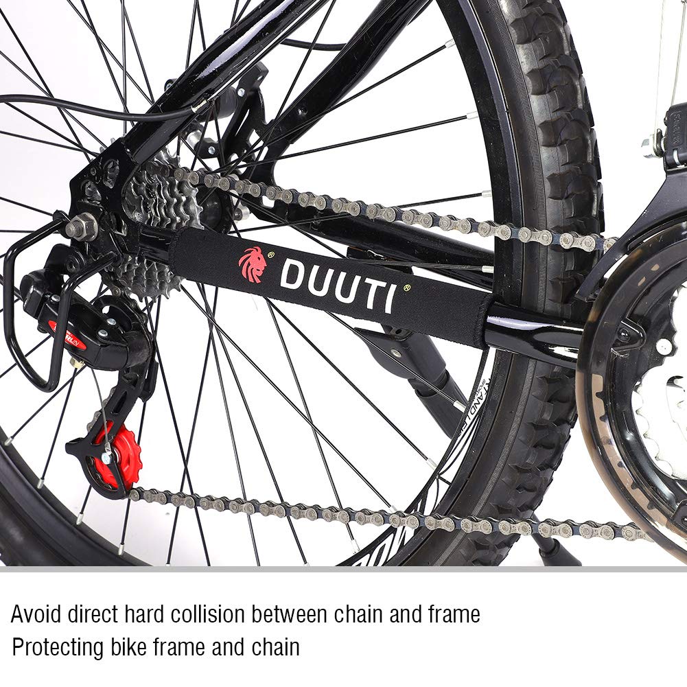 Vbestlife Neoprene Chainstay Protector - 2Pcs Bike Frame Chain Guard Sticker, Protective Cover Wrap for Cycling & Mountain Bikes (Black) - Prevent Scratches & Noise for Road & Off-Road Riding