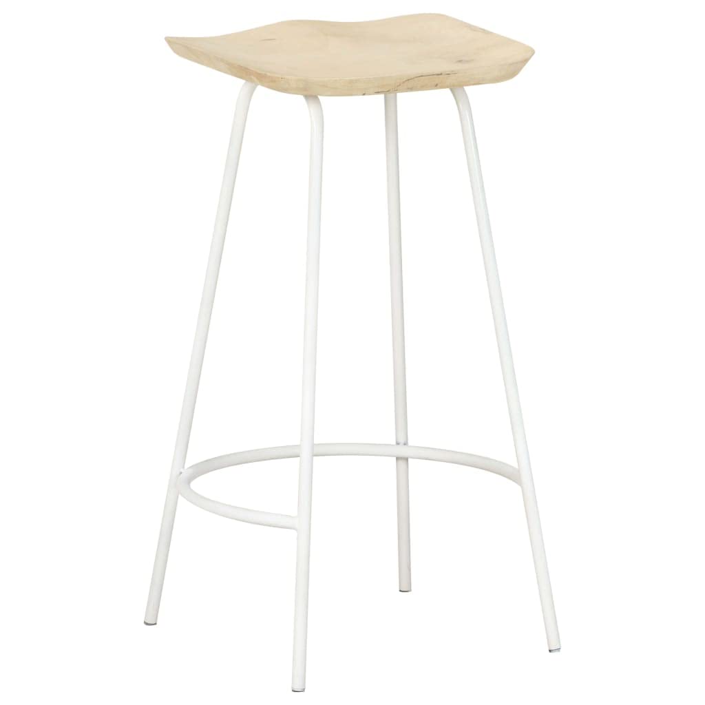 Industrial Bar Stools Set of 4 - Solid Mango Wood Counter Height Bar Chairs with Footrest for Kitchen, Breakfast Nook, Living Room & Party Room - Rustic Home & Commercial Use