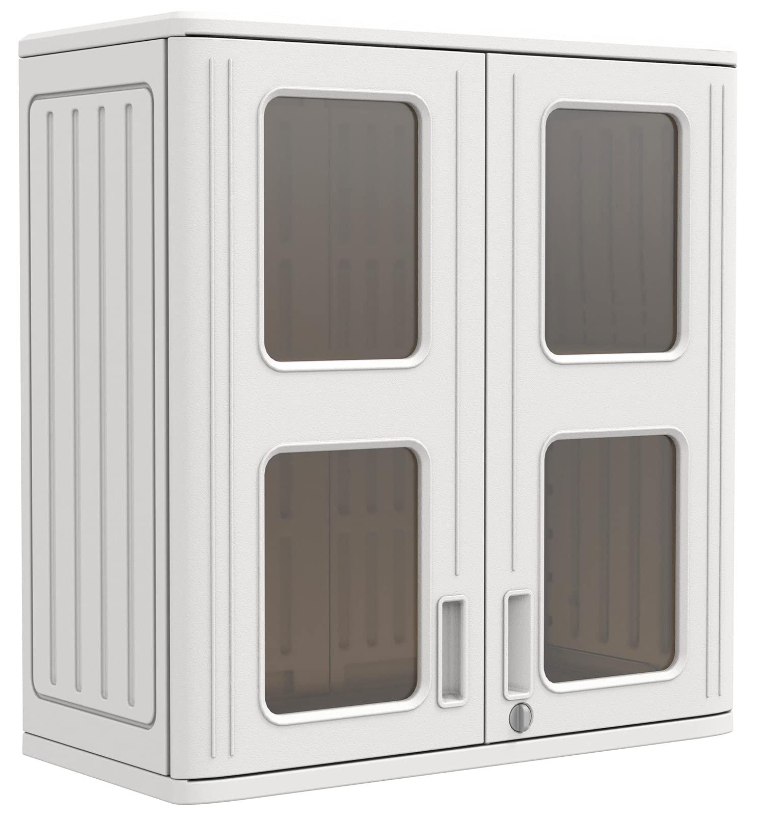 KINYING Waterproof Outdoor Storage Cabinet - Resin Wall Mounted Garage & Laundry Room Organizer with Doors & Shelves, White - Perfect for Patio, Deck, Shed & Backyard Storage