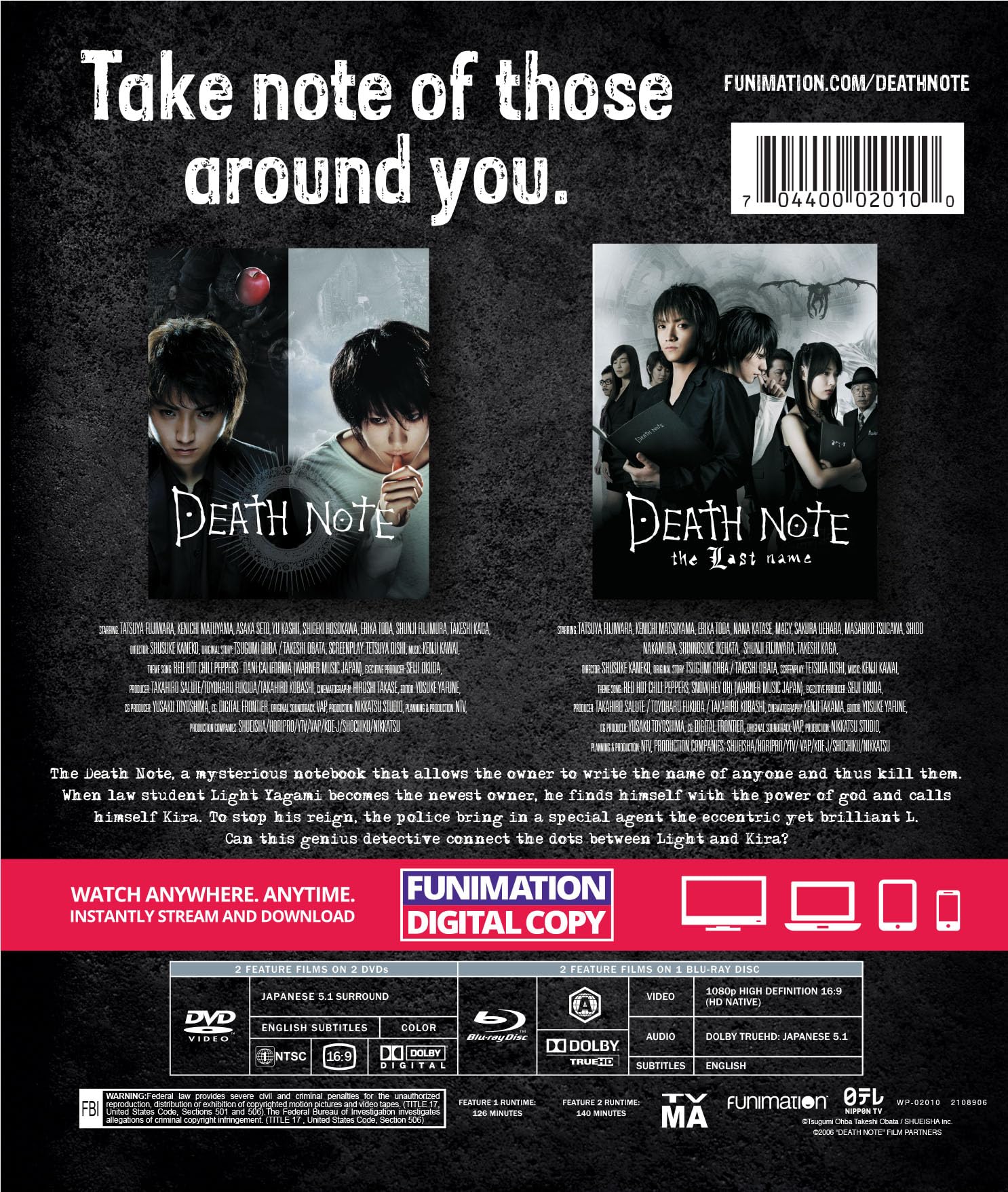 Death Note & Death Note: The Last Name Double Feature Blu-ray - Complete Anime Movie Collection for Fans & Collectors | Perfect for Movie Nights & Anime Marathons