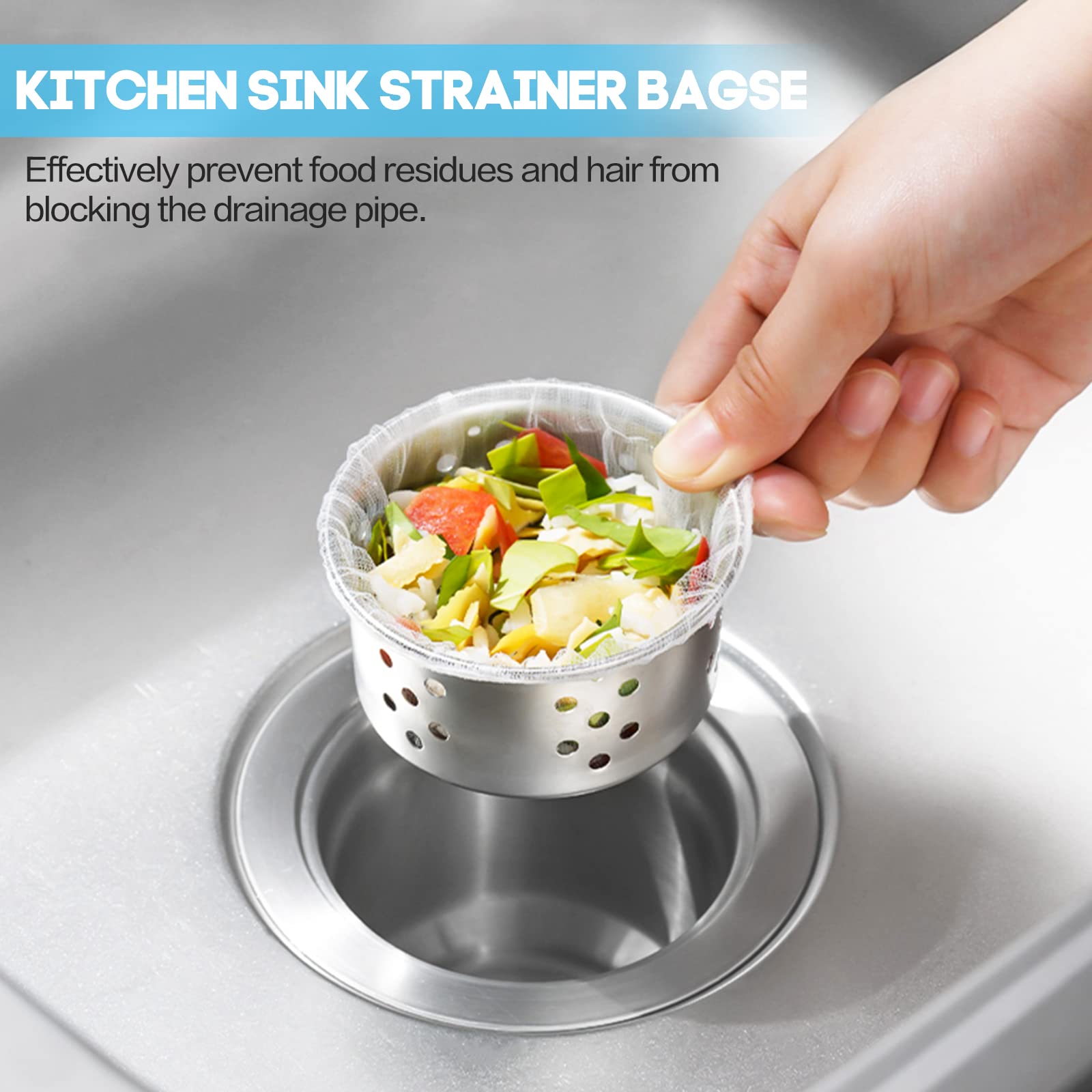 500 Pcs Disposable Kitchen Sink Strainer Mesh Bags - Fine Mesh Filter Basket for Food Waste, Leftovers & Garbage Collection - Perfect for Home Kitchens, Restaurants & RVs (Durable & Eco-Friendly)