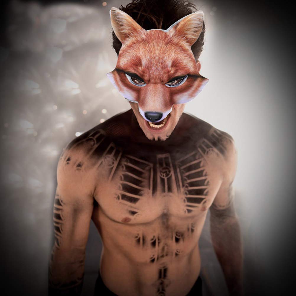 Realistic Fox Venetian Half Mask - EVA Animal Face Mask for Halloween, Cosplay, Carnival & Costume Parties - Yellow (Perfect for Costume Balls, Mardi Gras & Themed Events)