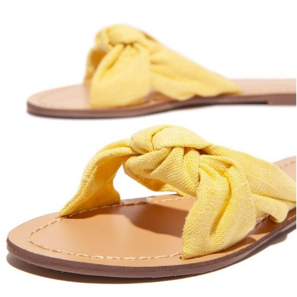 Stylish Yellow Bow Tie Sandals for Women - Comfortable Summer Beach Wedding Party Shoes | Perfect for Outdoor Events & Casual Wear