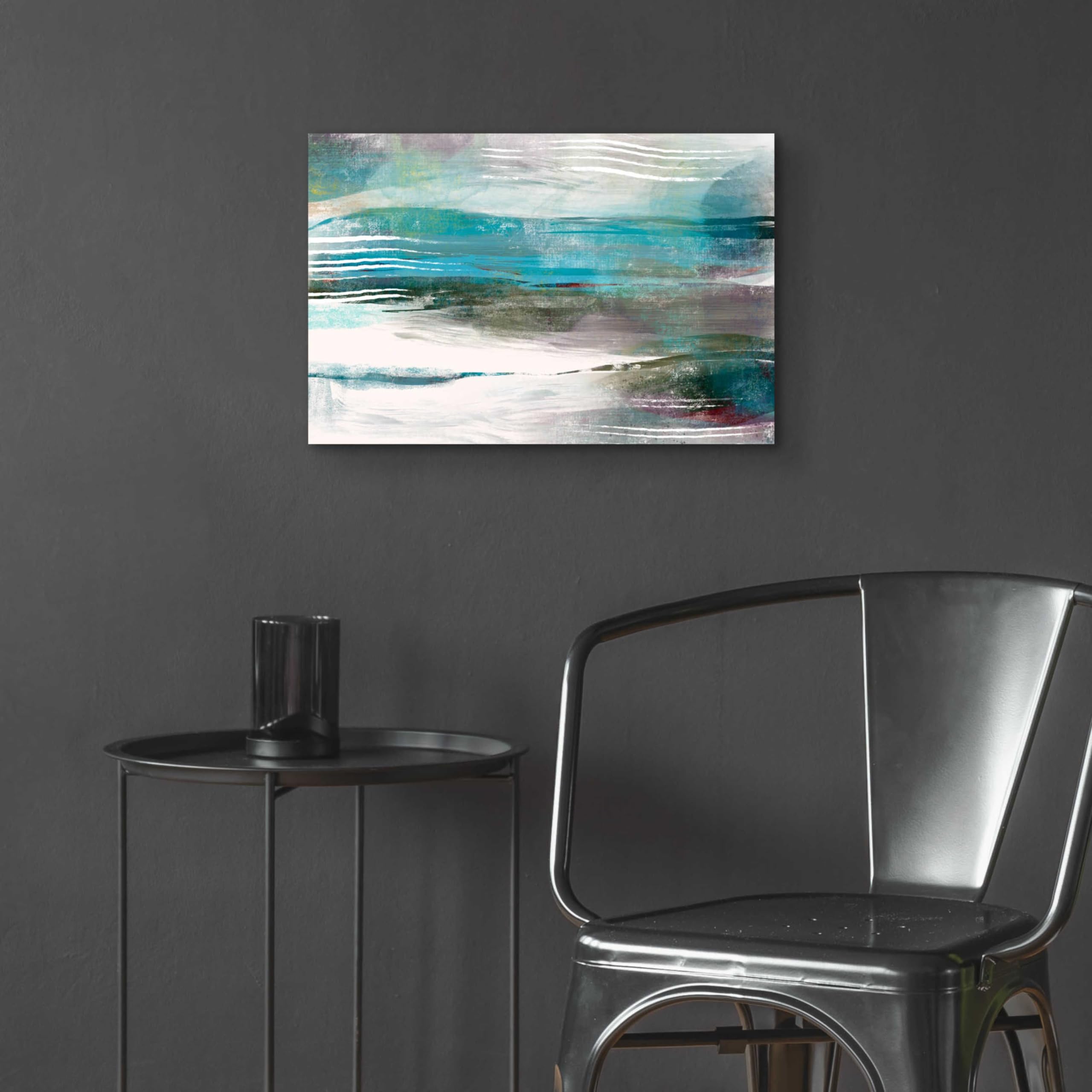 Delores Naskrent 'Water Flow' Acrylic Glass Wall Art - 24x16 Inches Modern Abstract Painting for Living Room, Bedroom & Office Decor