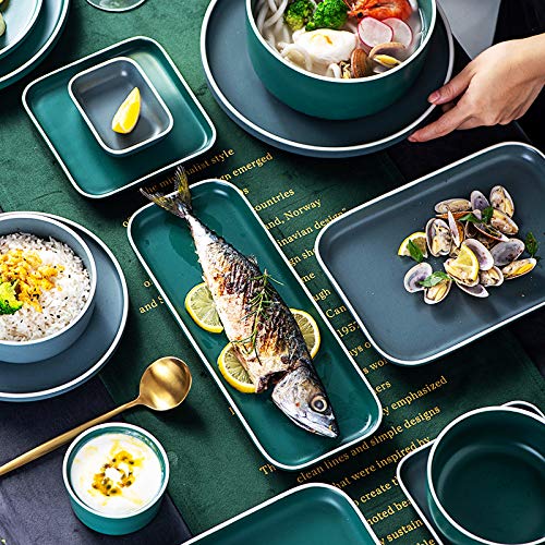 4-Piece Matte Porcelain Ramekin Bowls Set - Souffle & Creme Brulee Baking Dishes in Grey/Green | Perfect for Desserts, Side Dishes & Kitchen Serving