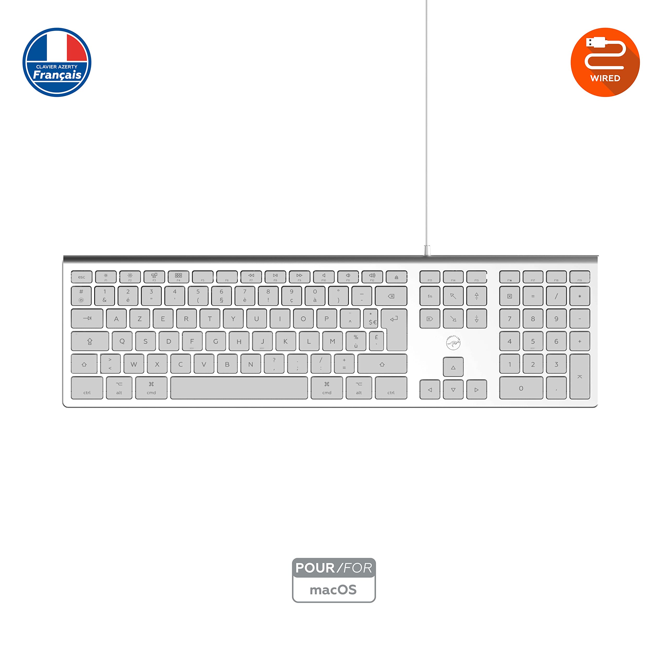MOBILITY LAB Wired Mac Keyboard with 2 Built-in USB Hubs - Perfect for Home Office, Gaming & MacBook Pro/Air Workspaces