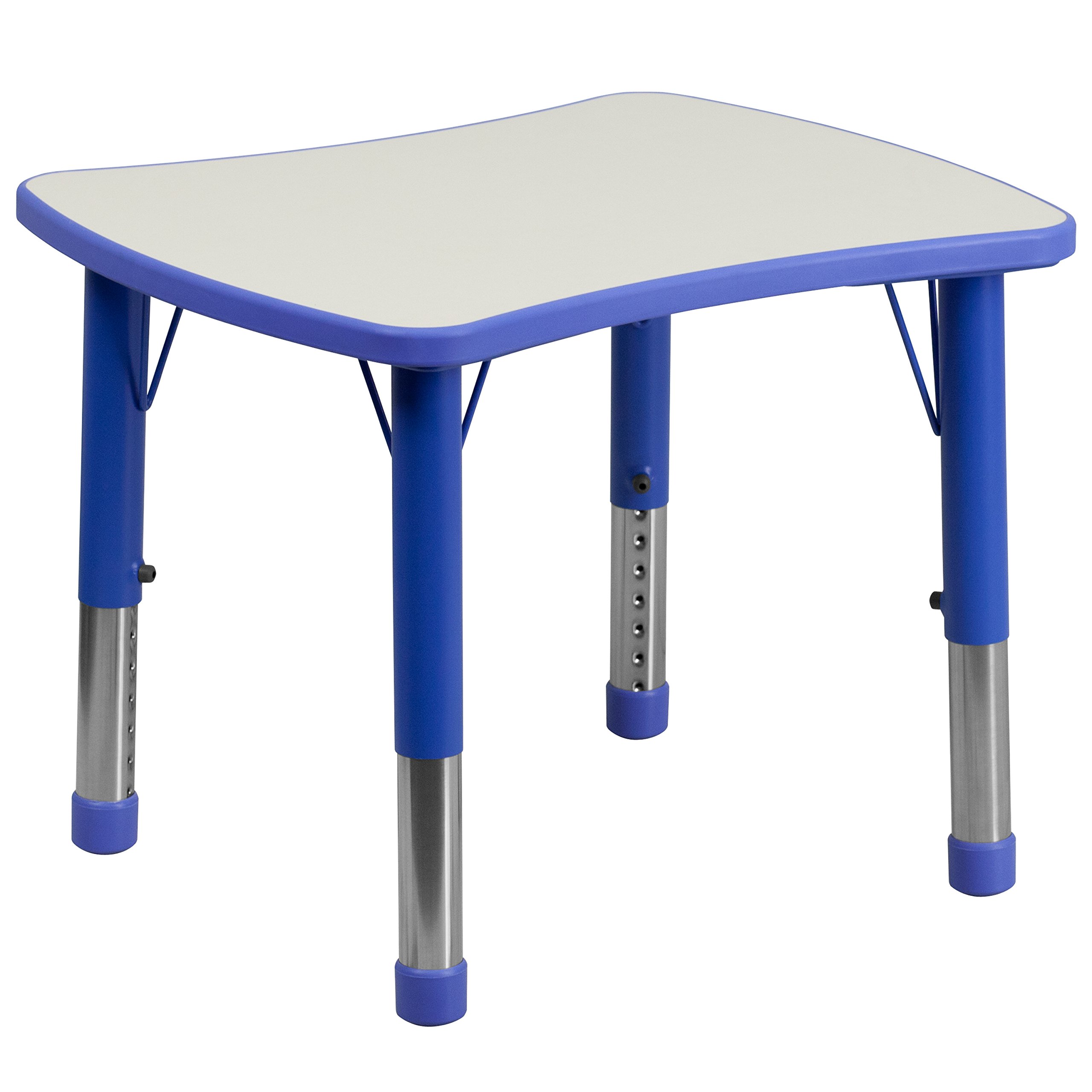 EMMA + OLIVER 21.875x26.625 Inch Blue Plastic Adjustable Height Kids Activity Table - Perfect for Playroom, Classroom & Homeschool Learning Activities