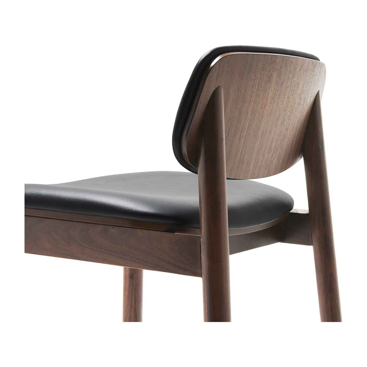 Premium Lando Leather Bar Stool - Walnut Finish - Modern Kitchen & Bar Counter Height Stool - Comfortable & Durable for Home, Cafe, and Restaurant Use