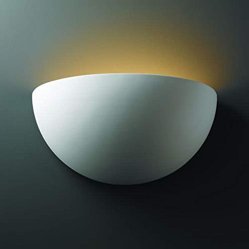 Justice Design Group Ambiance Collection 2-Light Wall Sconce - Bisque Finish | Modern Wall Lighting Fixture for Bedroom, Living Room & Hallway Decor
