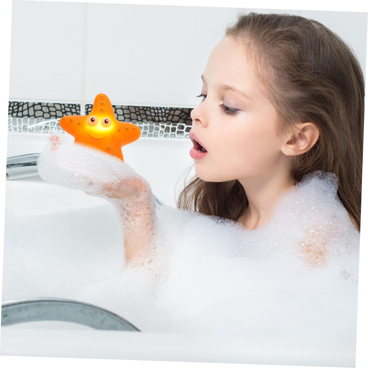 DRESSOOS 5-Piece Bath Toys Set - Light Up Floating Vinyl Bathtub Toy Holder Basket for Kids | Fun Bath Time & Pool Play Accessories