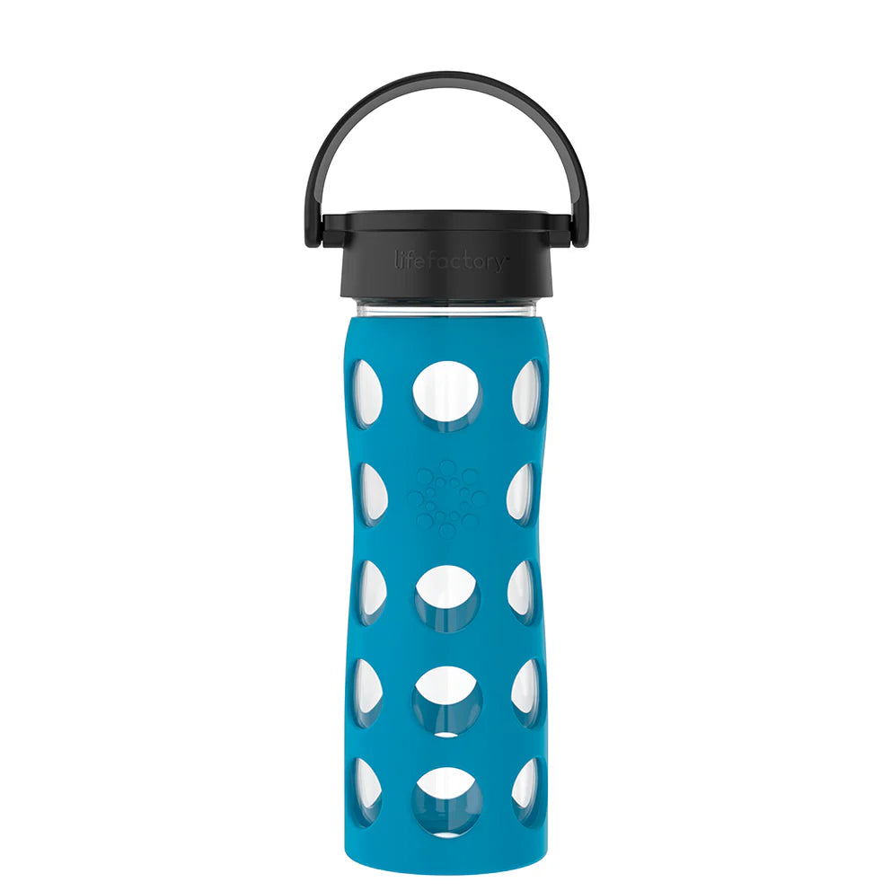 Lifactory 16oz (475ml) Glass Water Bottle - BPA-Free, Leak-Proof, Eco-Friendly Reusable Bottle for Gym, Hiking, Office & Travel