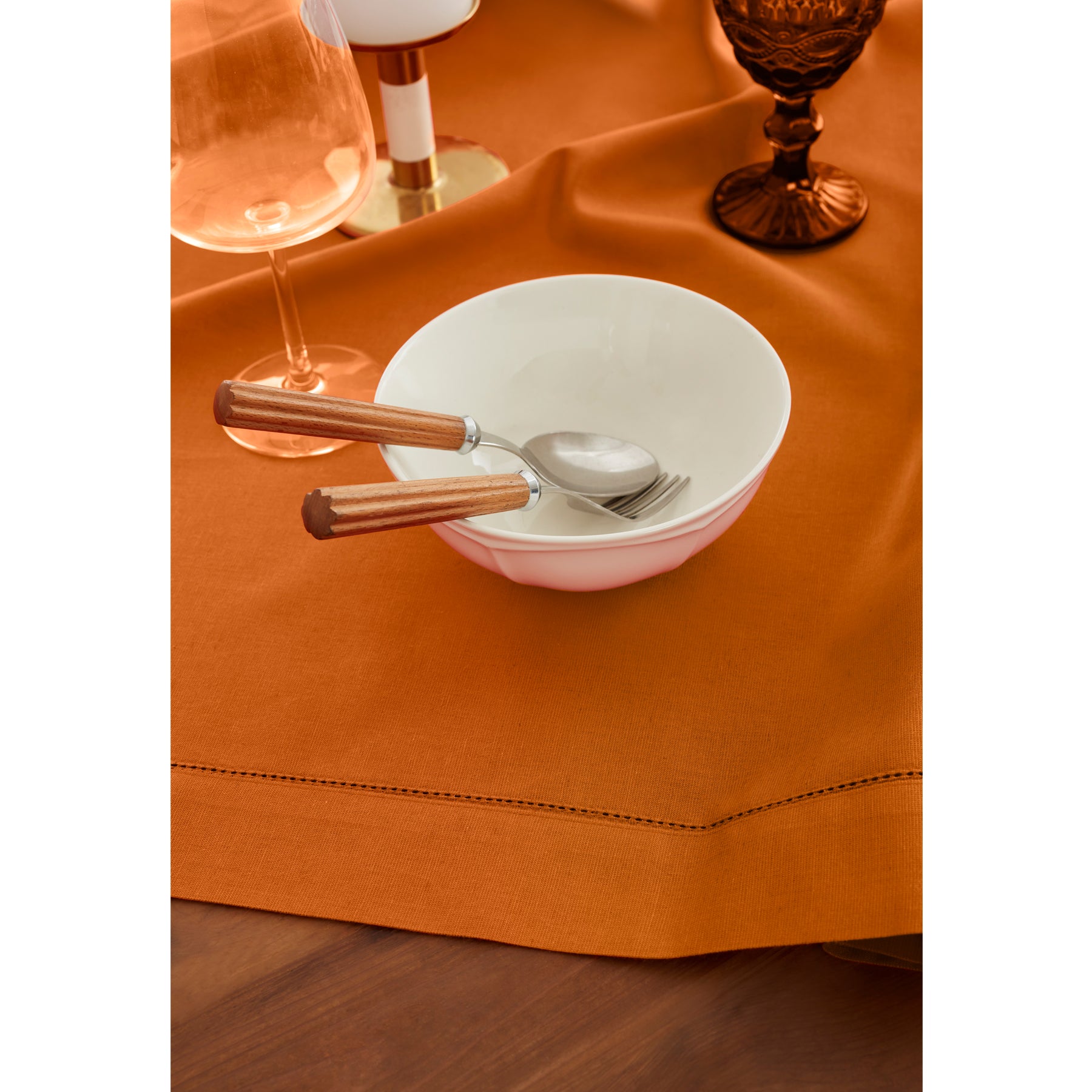 Premium Cotton Linen Hemstitch Table Throw - Elegant Decorative Table Runner for Dining Room, Wedding, Party & Home Decor