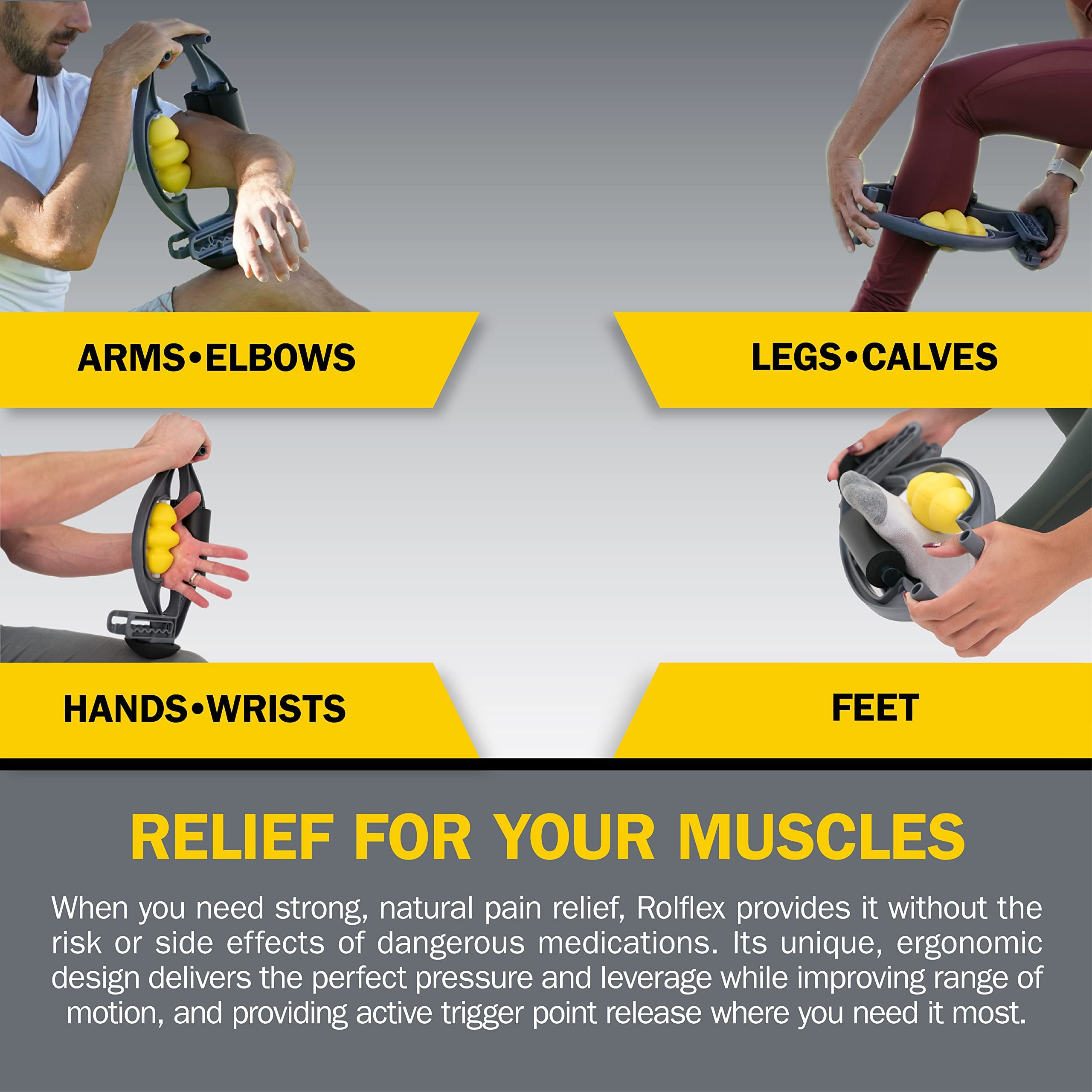 Deep Tissue Arm & Leg Massager Roller for Muscle Pain Relief - Targets Golfer’s Elbow, Tennis Elbow & Carpal Tunnel - Reduce Inflammation & Speed Recovery - Perfect for Athletes, Office Workers & Post-Workout Recovery