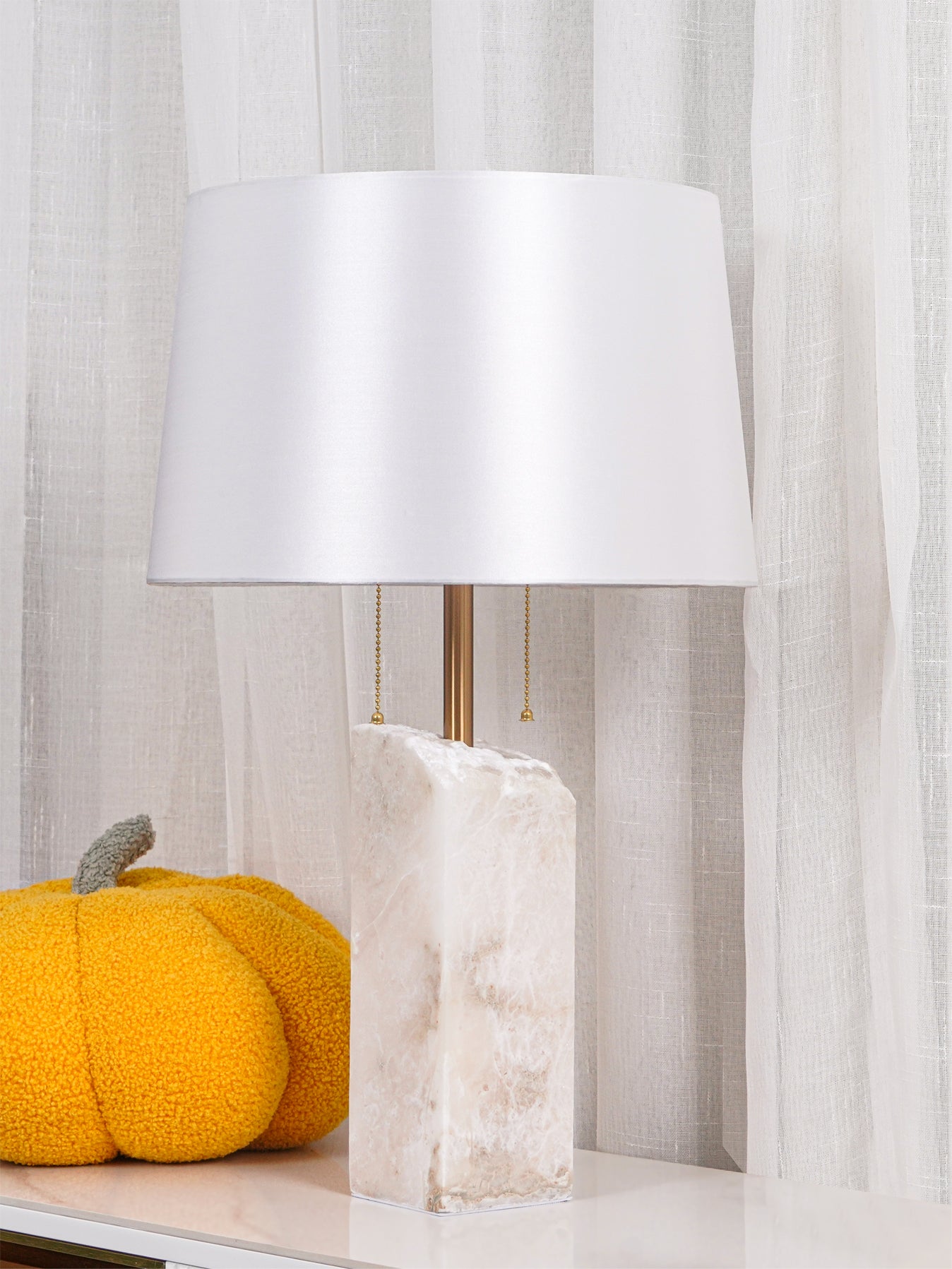 Handmade Raw Alabaster Table Lamp - Natural Stone Nightstand Light for Bedroom, Living Room & Office Decor - Dimmable Warm White Lighting for Relaxation & Reading