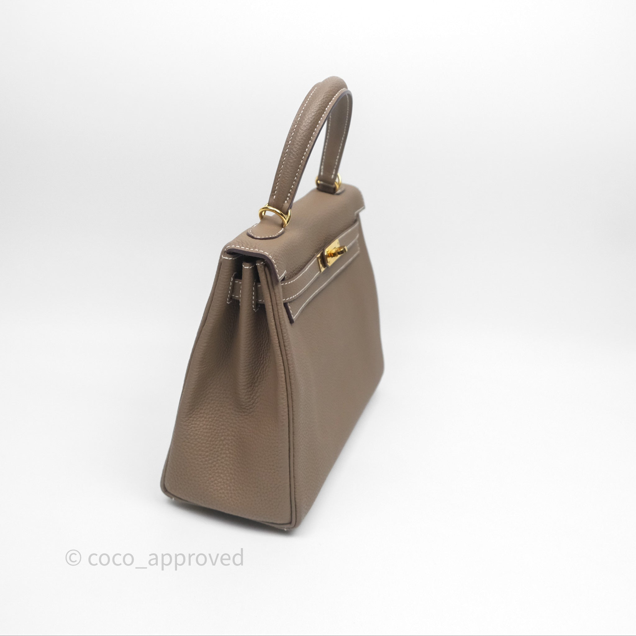 Authentic Hermès Retourne Kelly 25 Bag in Etoupe Togo Leather with Gold Hardware - Luxury Handbag for Women | Perfect for Work, Travel & Special Occasions
