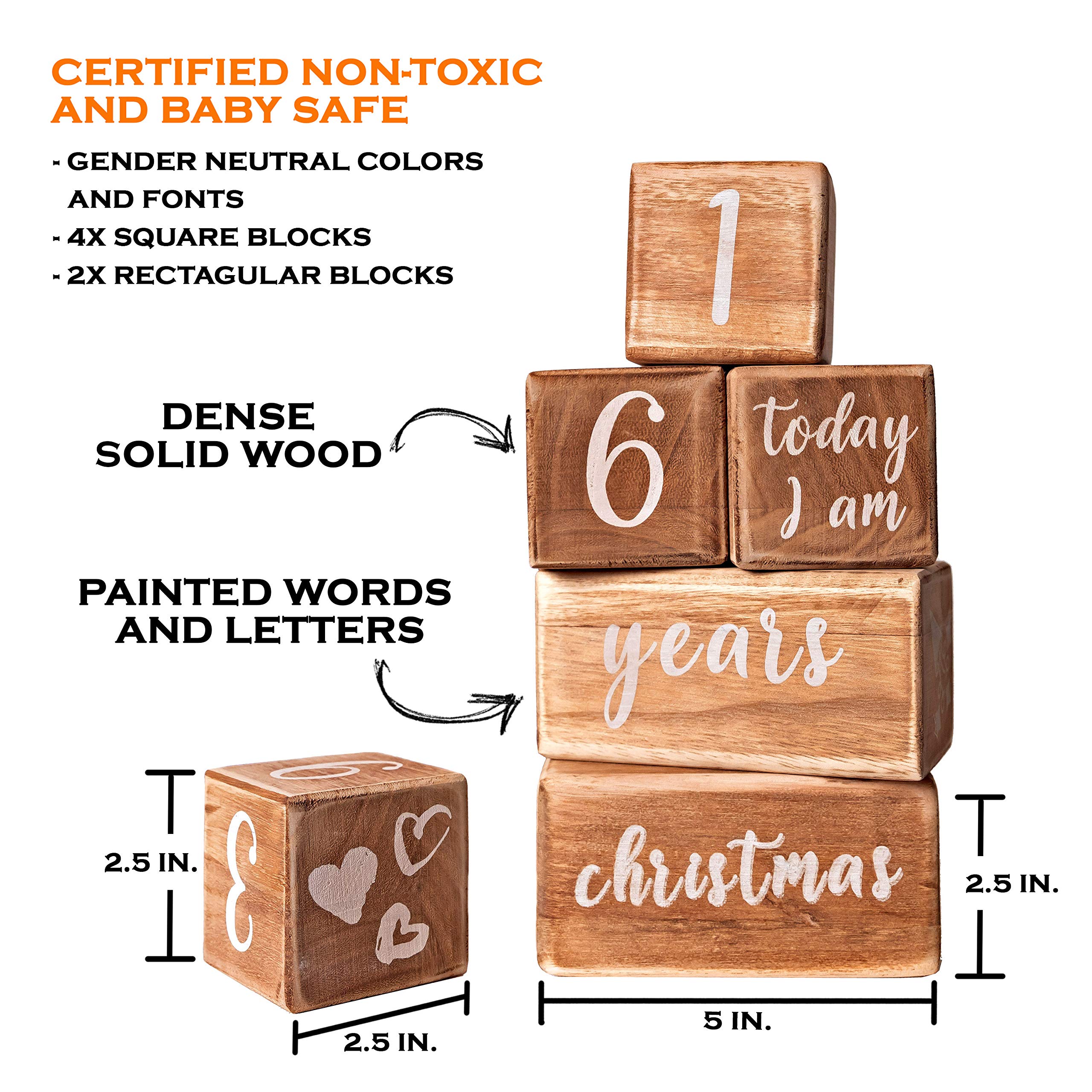 Baby Monthly Milestone Blocks - Wooden Age Blocks for Nursery Decor | Perfect Baby Shower Gift & Newborn Photography Props | Capture Precious Moments from 1-12 Months for Social Media & Memory Keepsakes