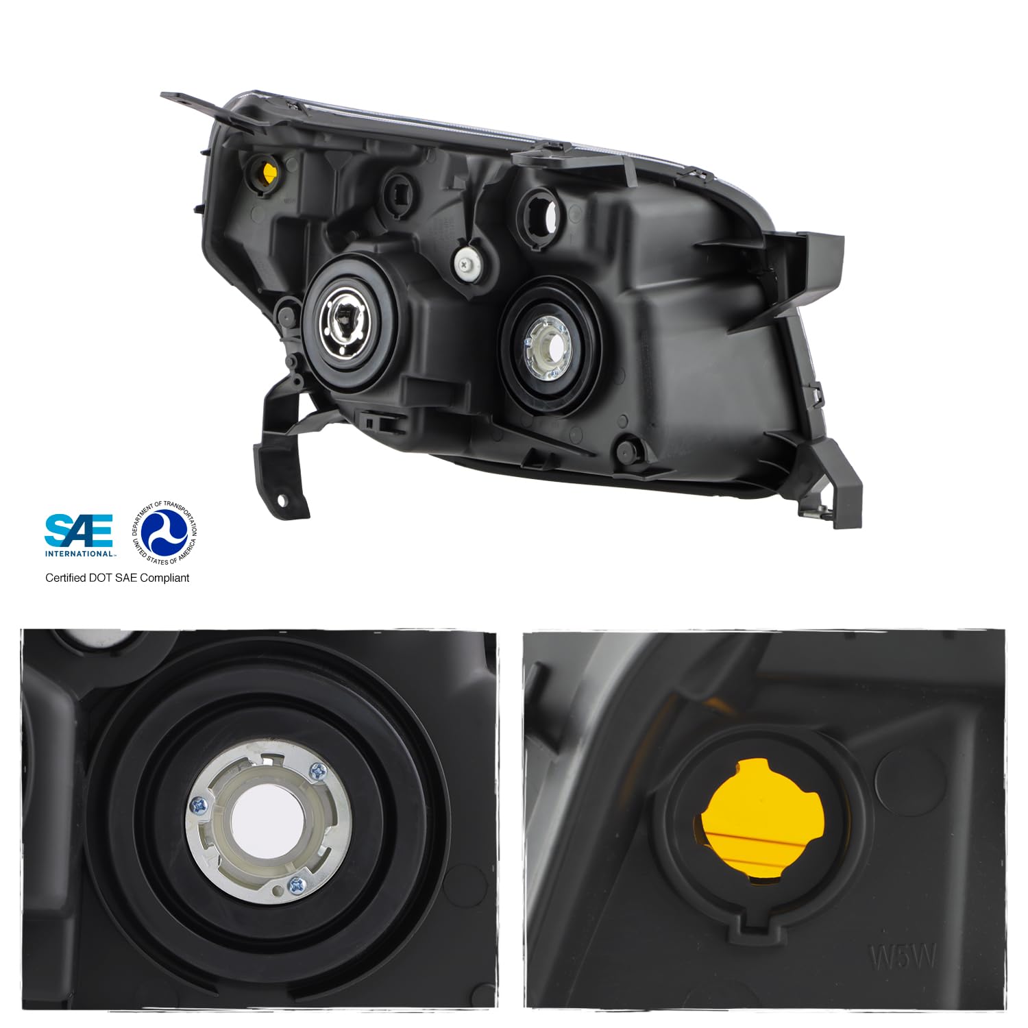 AKKON Replacement Projector Headlights for Honda Pilot - Black Driver Left & Passenger Right Side Head Lamps | Enhanced Night Visibility & Style Upgrade