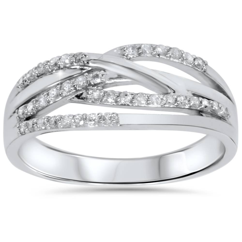 1/5 Carat Diamond Crossover Ring - 10K White Gold Engagement Ring for Women, Perfect for Anniversary, Wedding & Valentine's Day Gifts