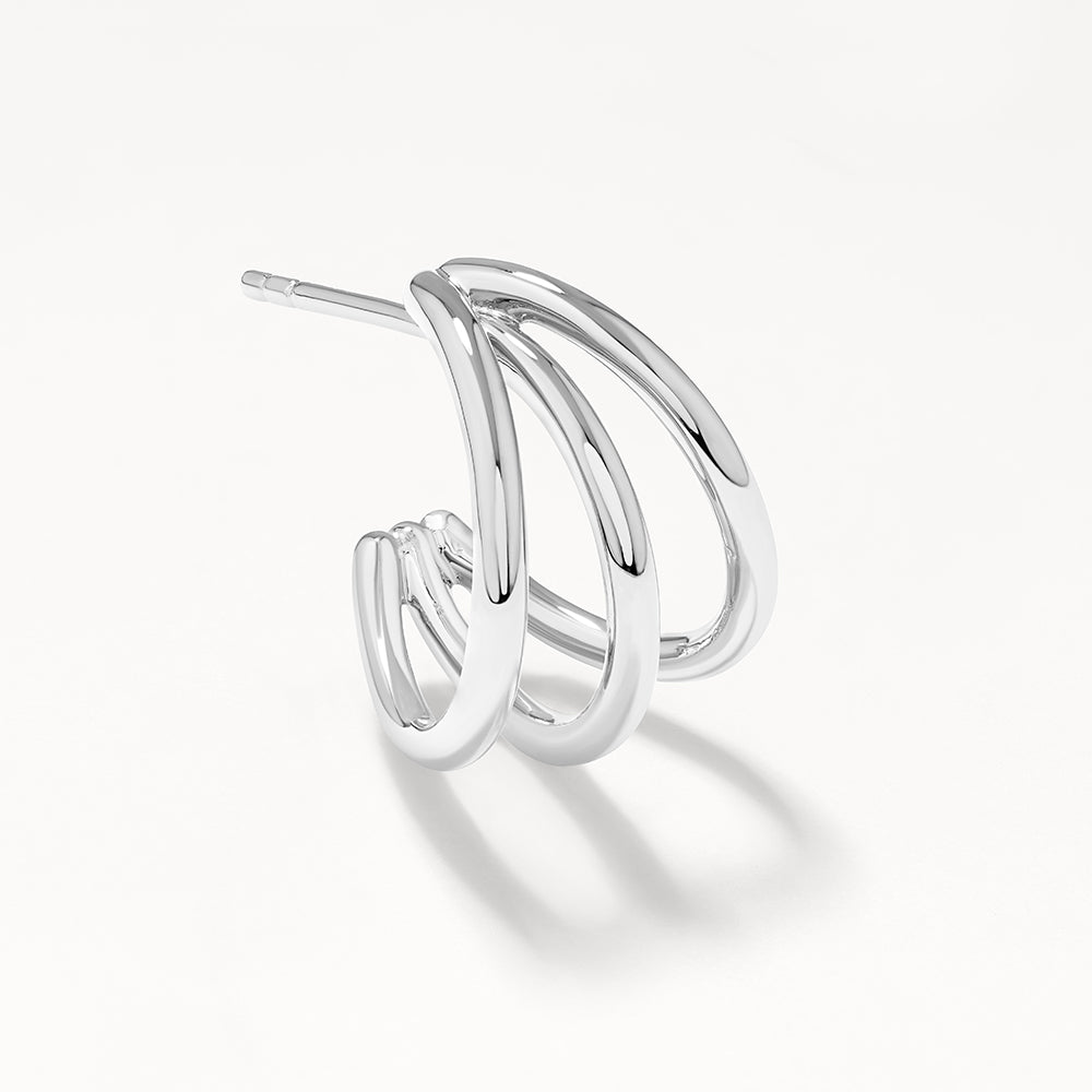 Stylish Triple Hoop Stud Earrings in Sterling Silver for Women | Perfect for Everyday Wear, Parties & Gifts