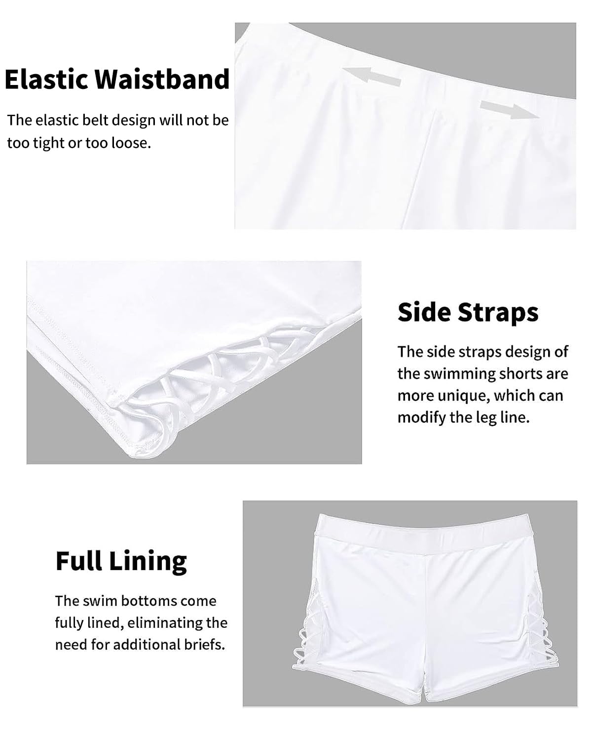 **Holipick Women's Plus Size High Waist Swim Shorts - Strappy Boyshort Bathing Suit for Beach, Pool & Water Sports**