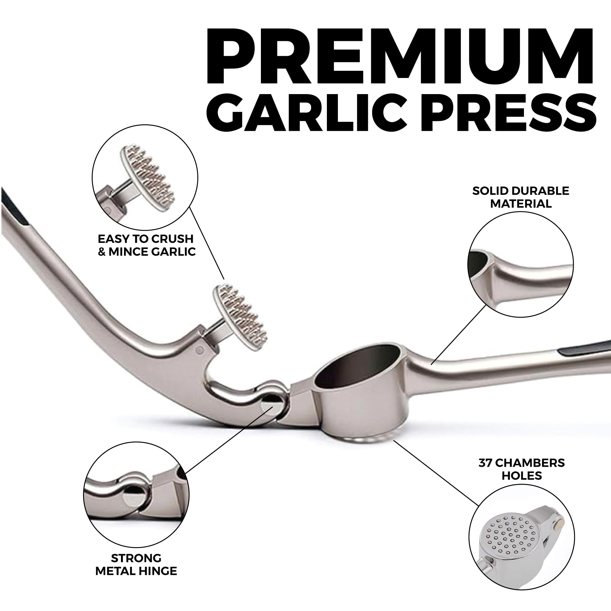 Premium Garlic Press Set - Rustproof & Dishwasher Safe - for Easy Cooking & Meal Prep